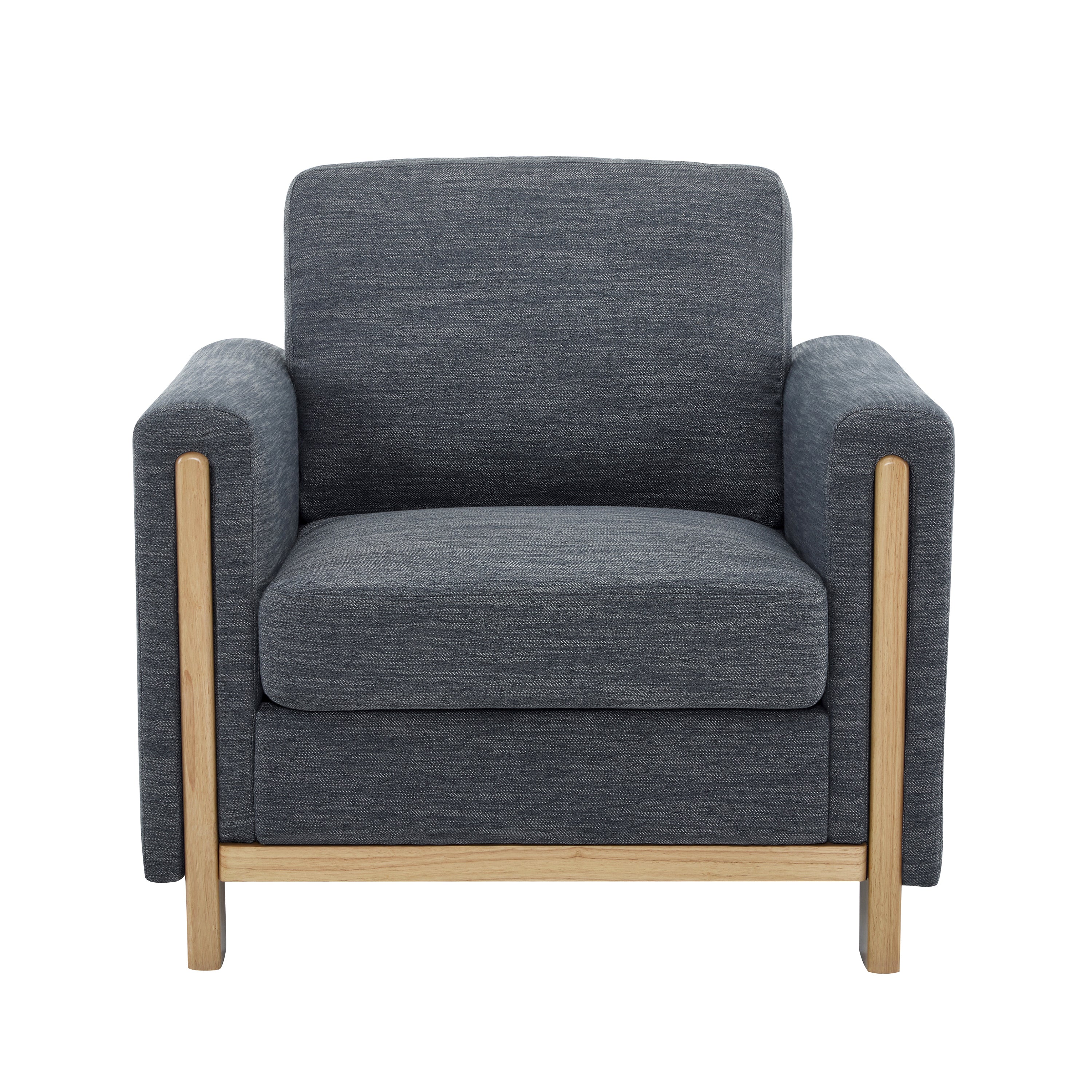 Harmonia Fabric Upholstered Accent Chair with Wood Accent