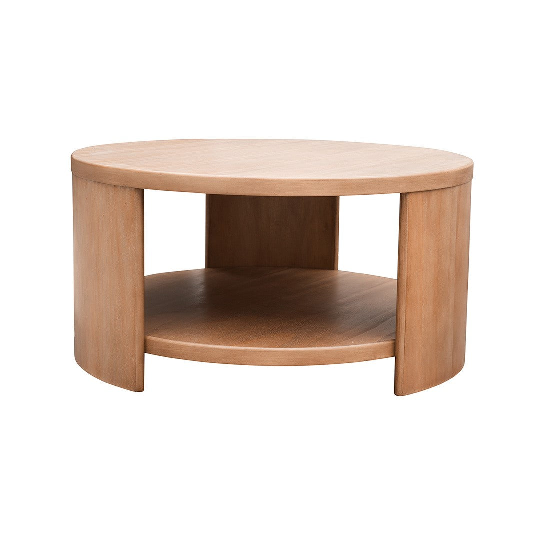 Modern Minimalist Round Coffee Table with Shelf Storage