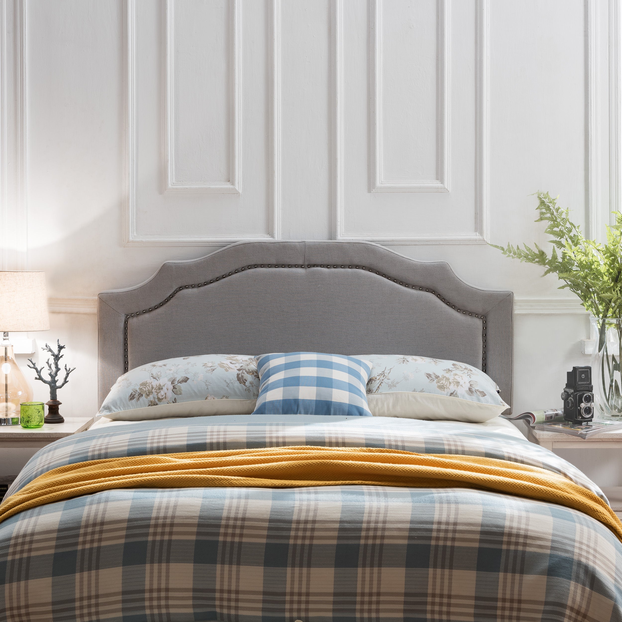 Nailhead Trim Upholstered Headboard