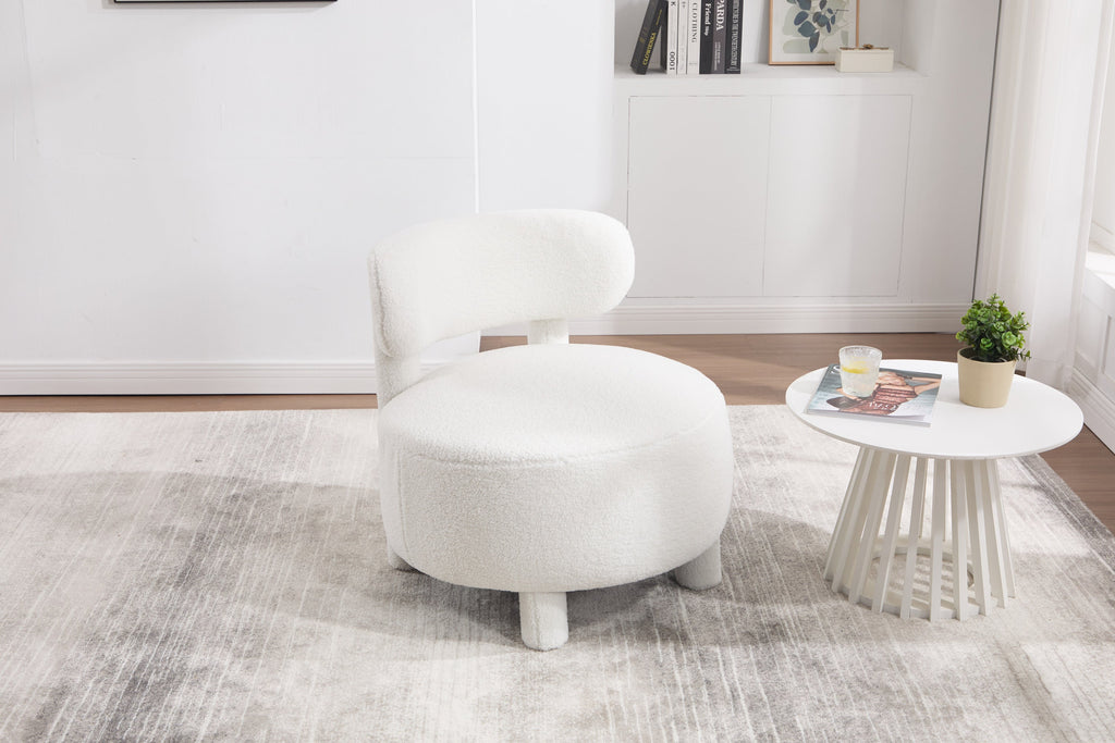 Armless Accent Chair with Curved Backrest and Solid Wooden Legs