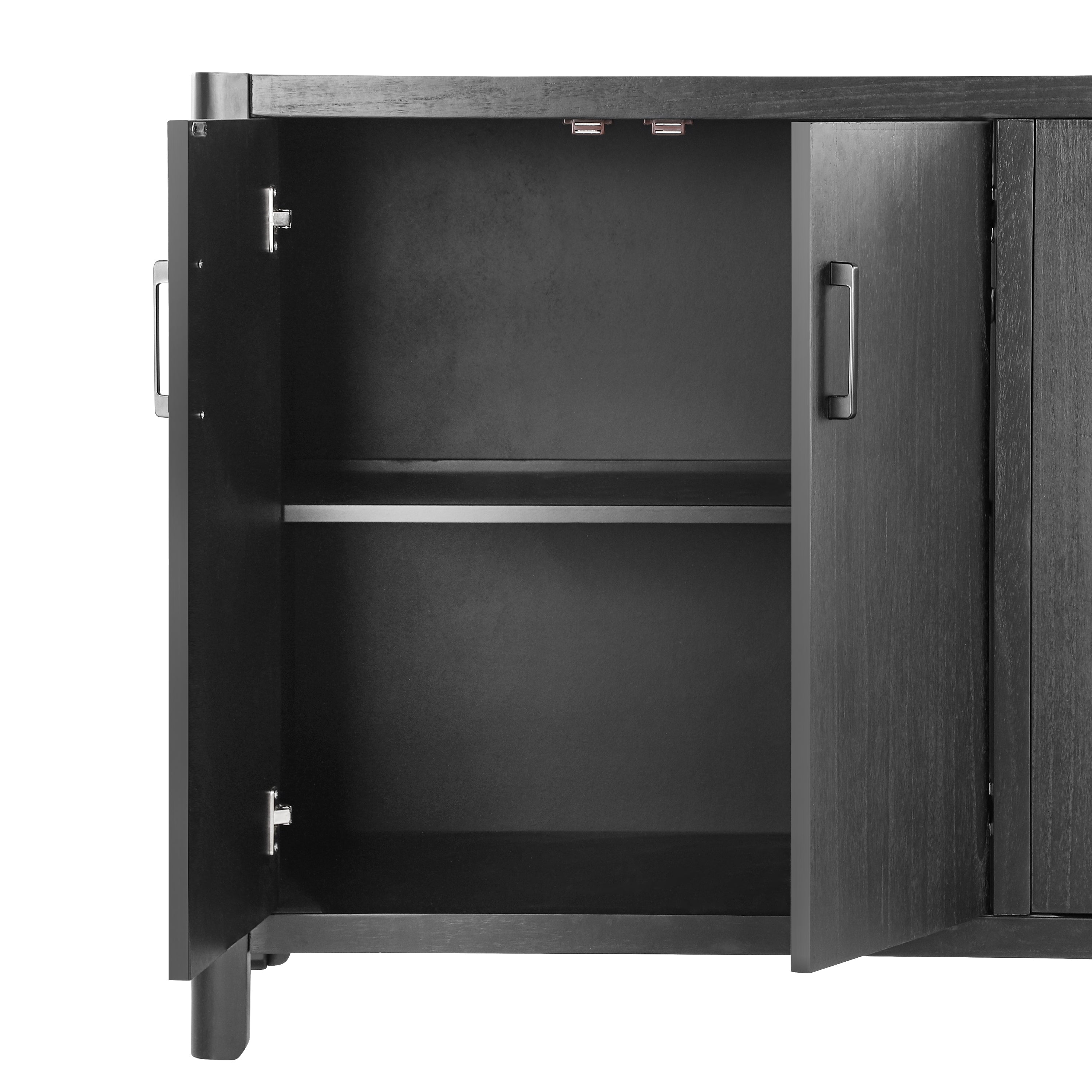 Farmhouse Style 4-Door Cabinet with Natural Distressed Finish
