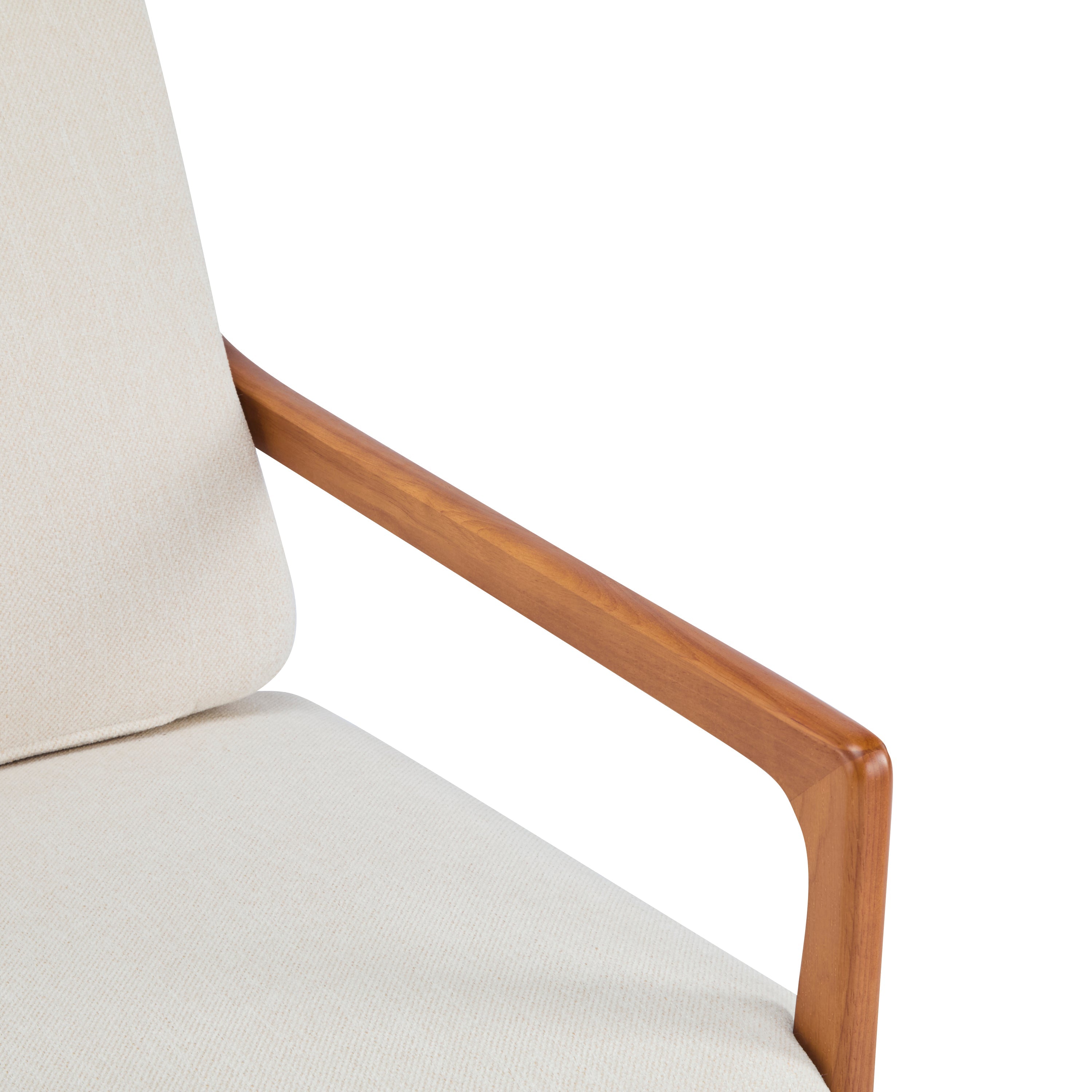 Birchmere Mid Century Modern Accent Armchair, Solid Wood Frame with High Back & Upholstered Cushions