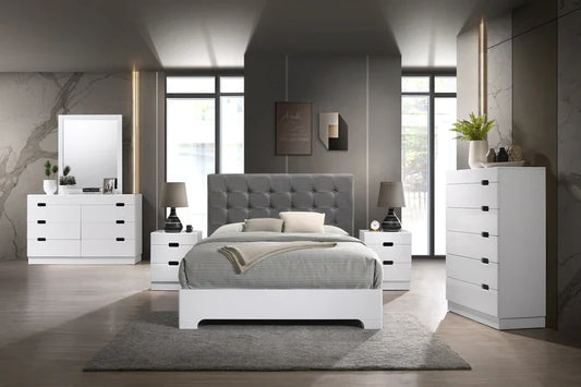 Ensemble de chambre à coucher Vista 4 pièces avec lit Queen Size - Blanc brillant