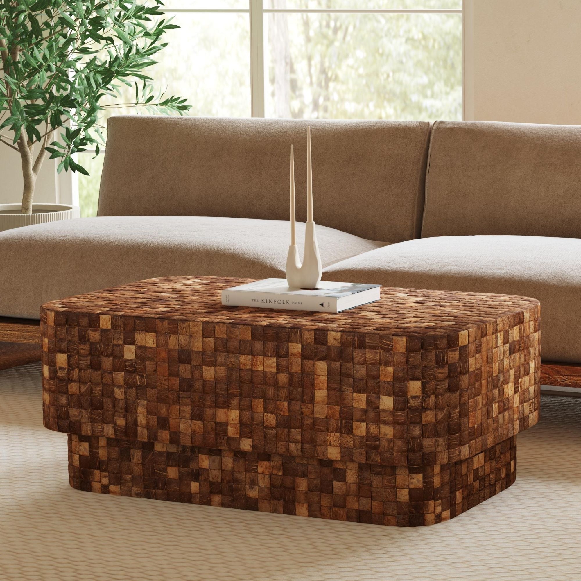 Samoa Rectangular Coconut Shell Coffee Table