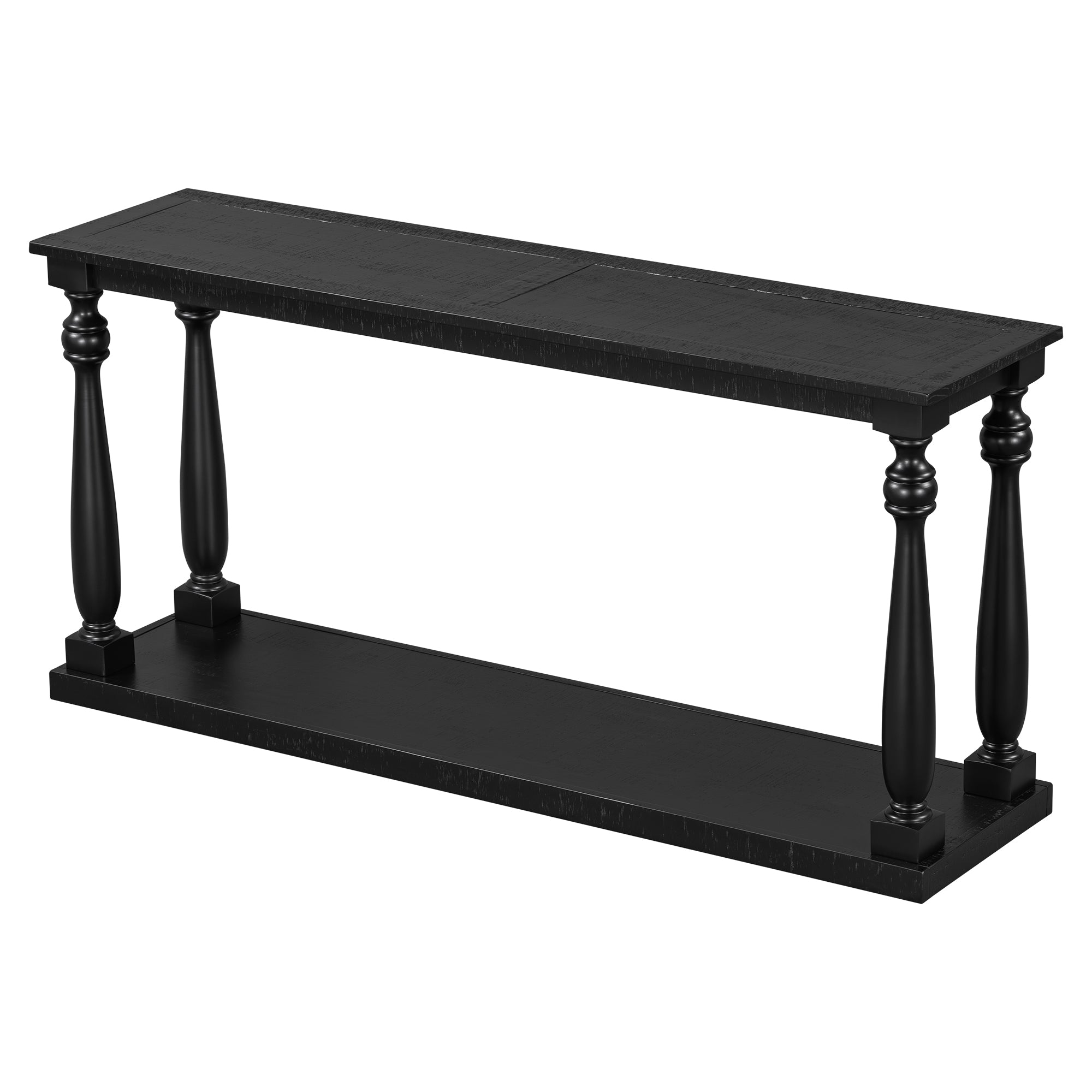 Farmhouse Turned-Leg Entryway Console Table with Bottom Shelf