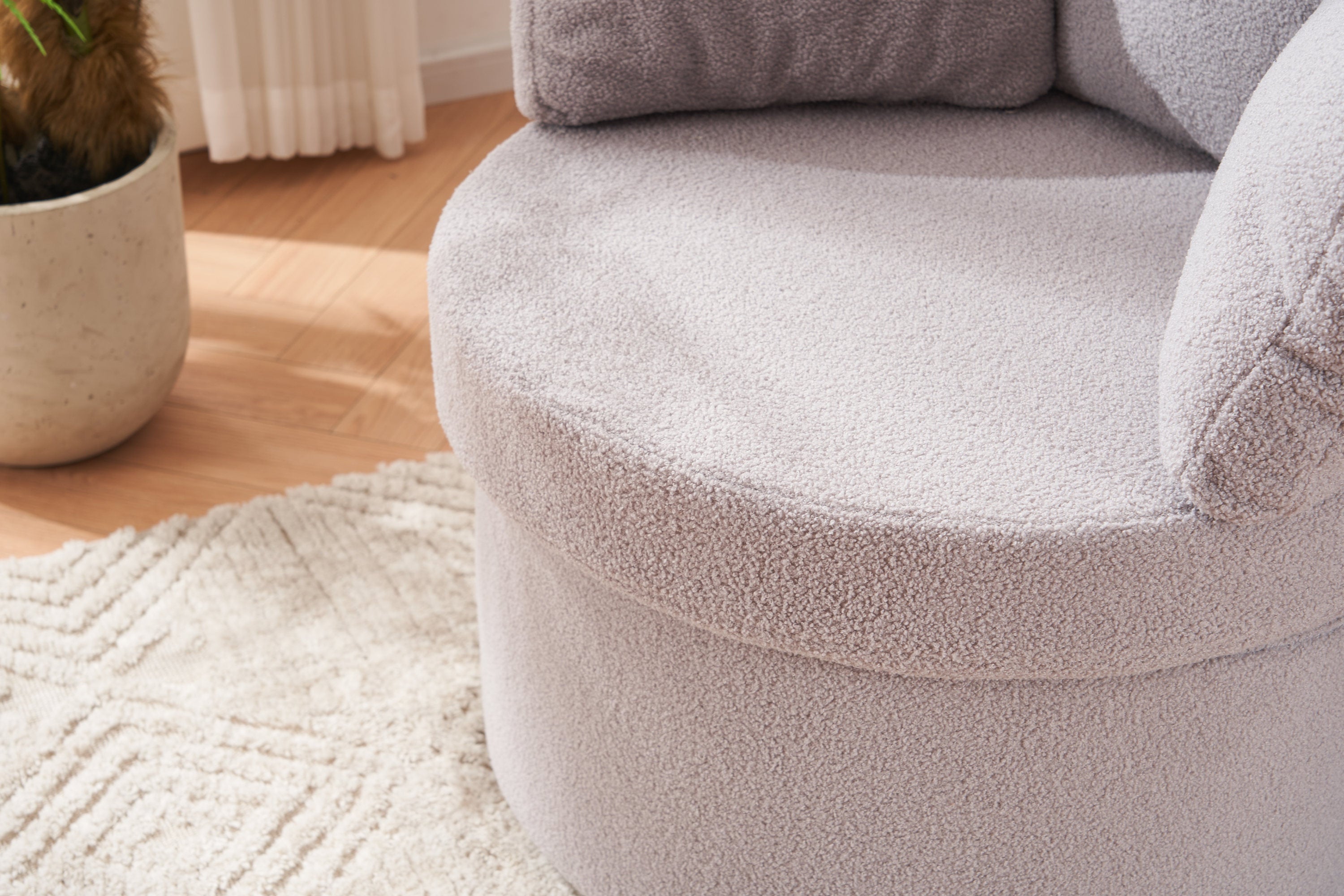 Teddy Fabric Swivel And Storage Chair With Back Cushion