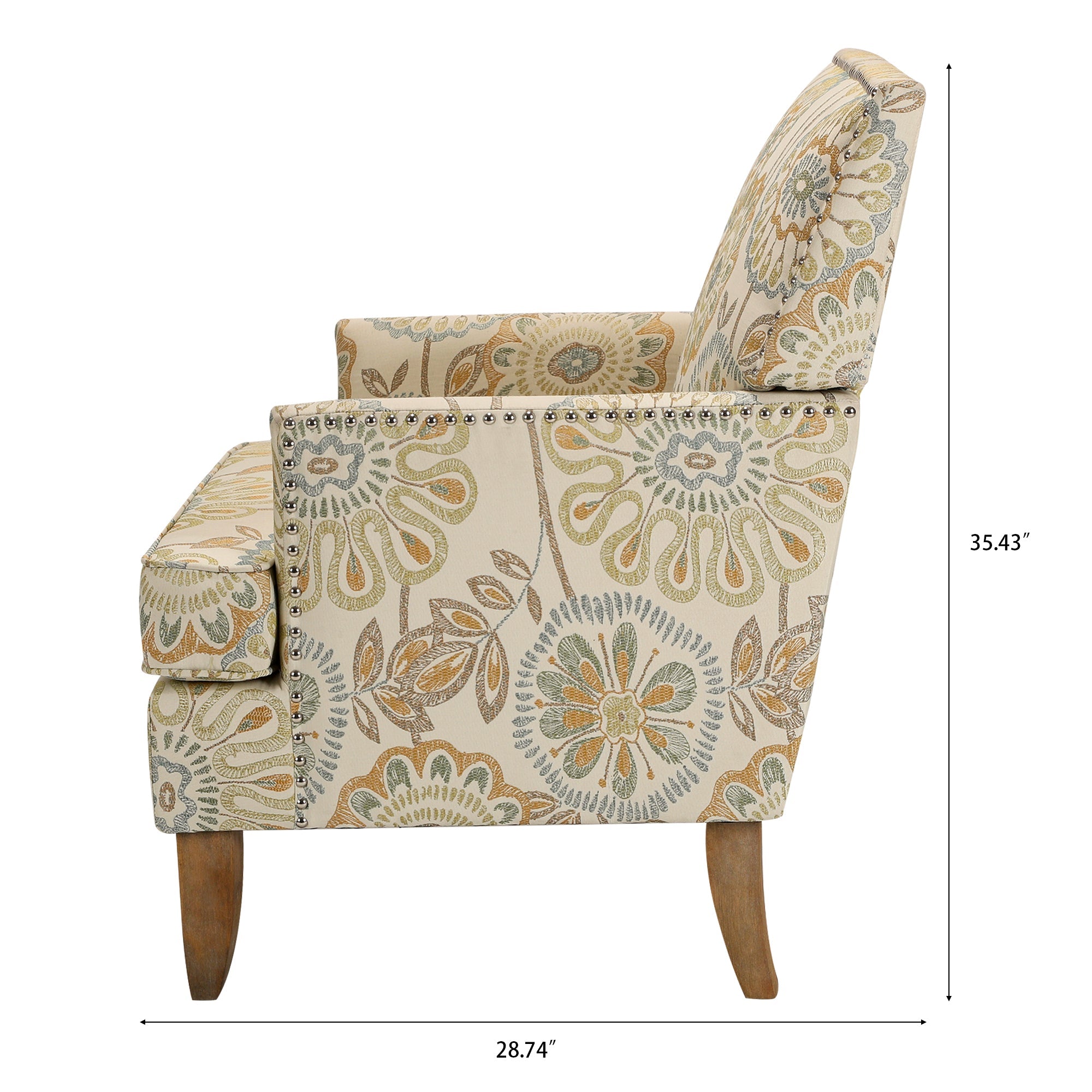 Golden Floral Nailhead Trim Accent Chair