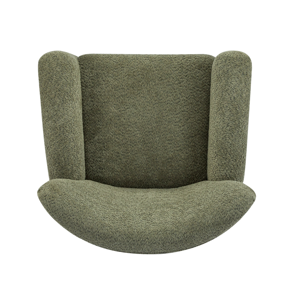 Cozy Wingback Accent Chair with Round Wood Feet