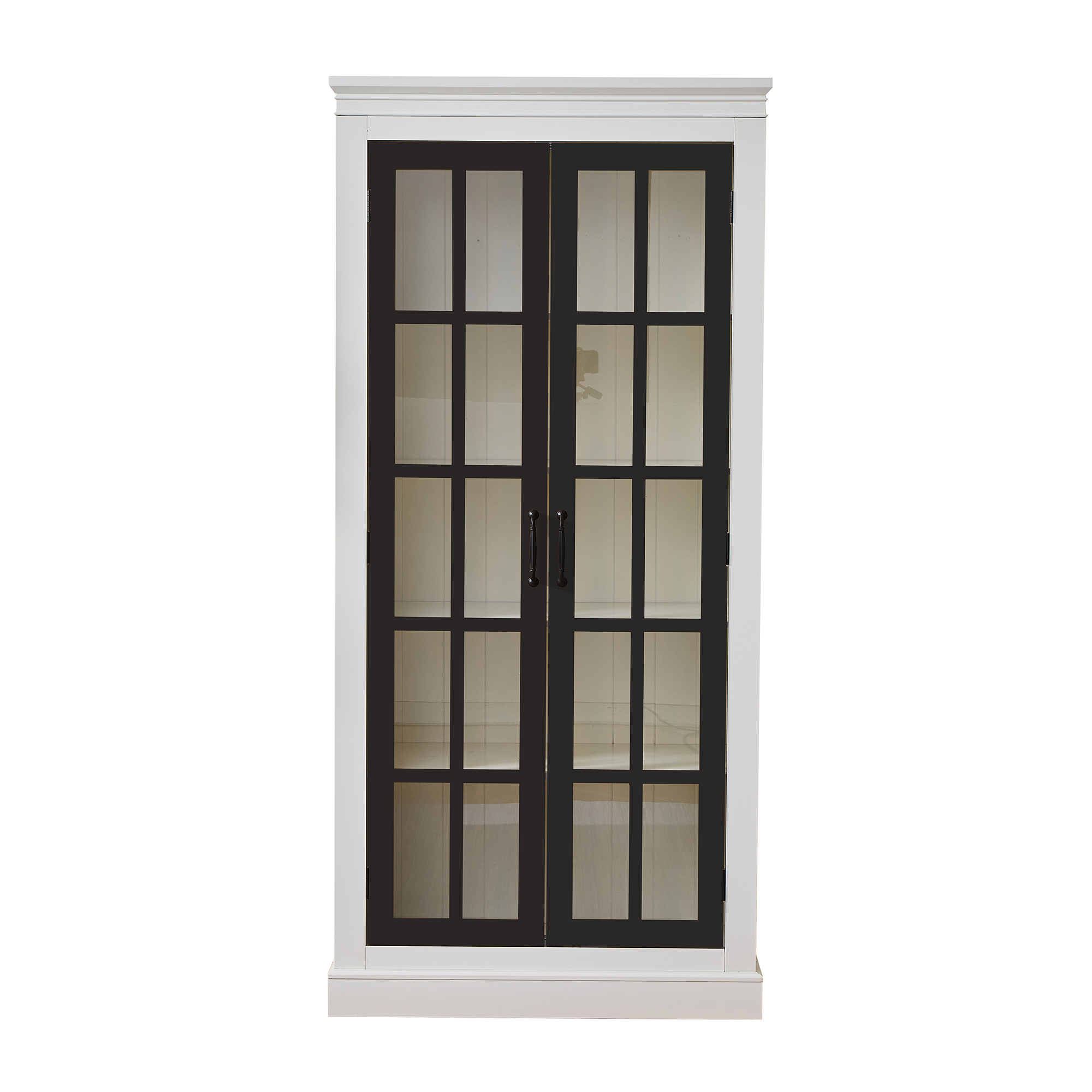 Rustic Style Display Cabinet with Glass Doors