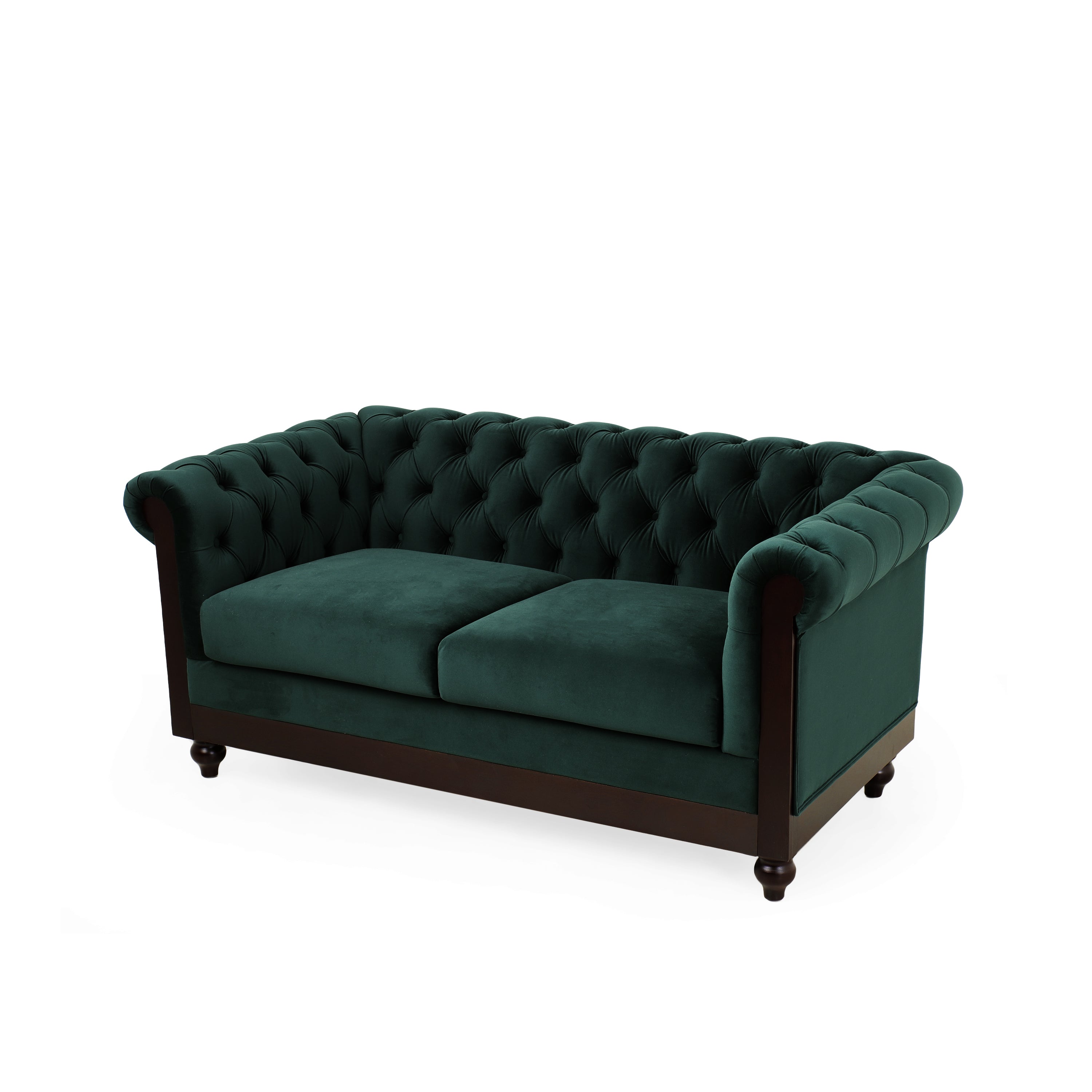 Velvet Rolled Arm Chesterfield Loveseat