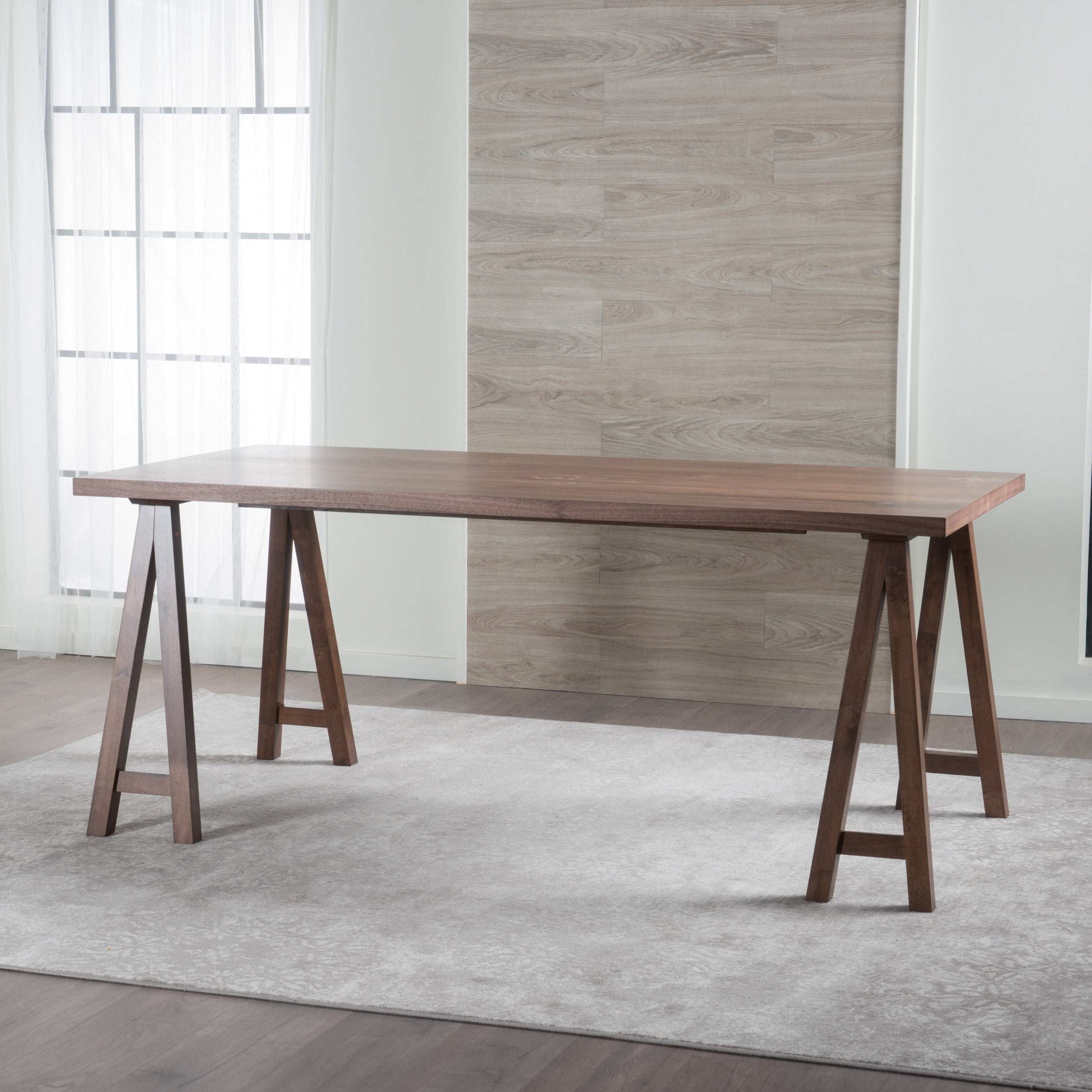 Solid Wood Sawhorse Dining Table
