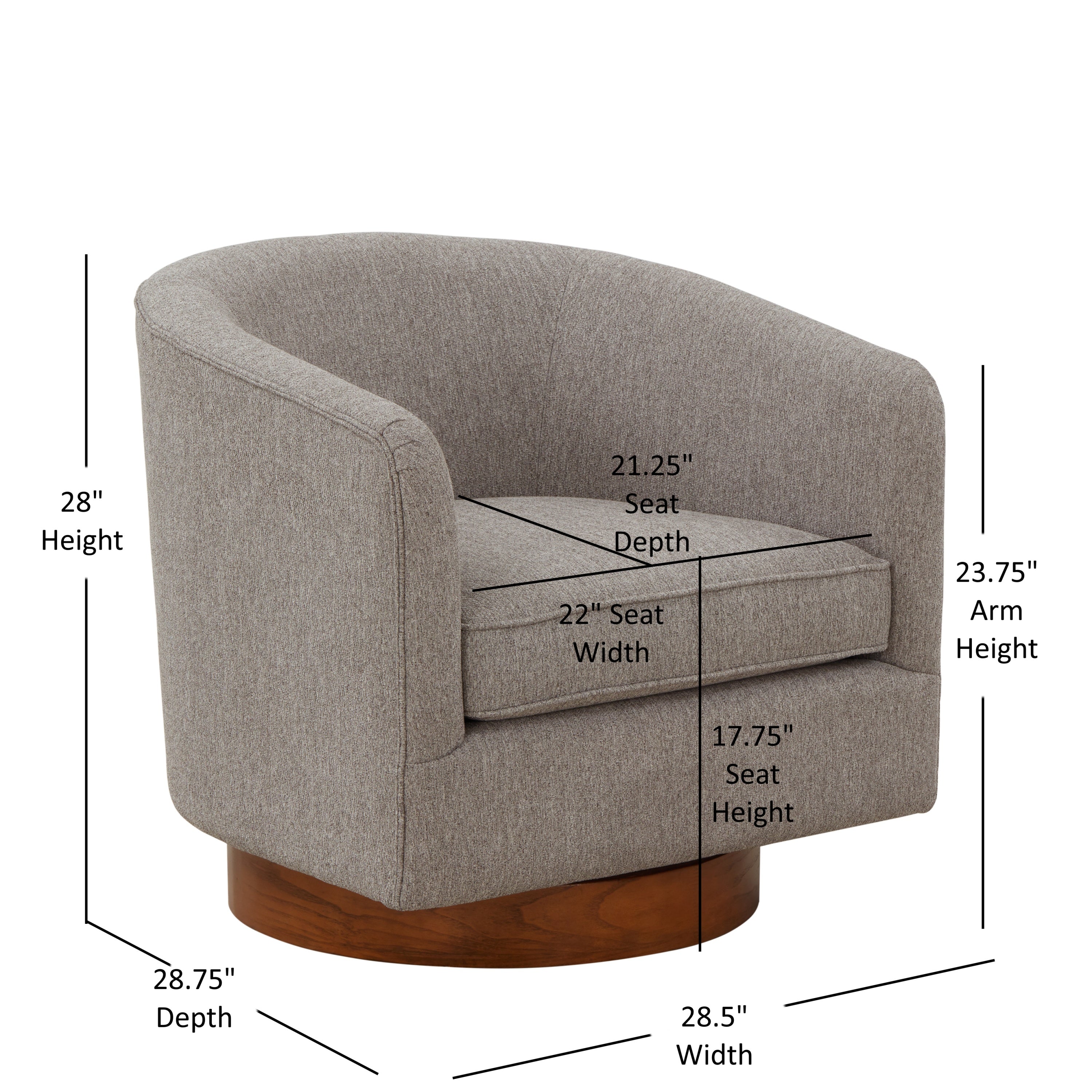 Miramar Wood Base Swivel Club Accent Chair