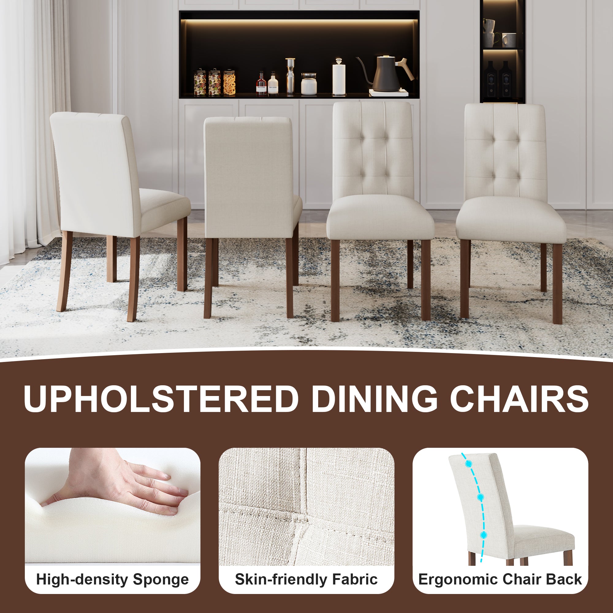 Franklin Tufted Upholstered Dining Chairs, Set of 4