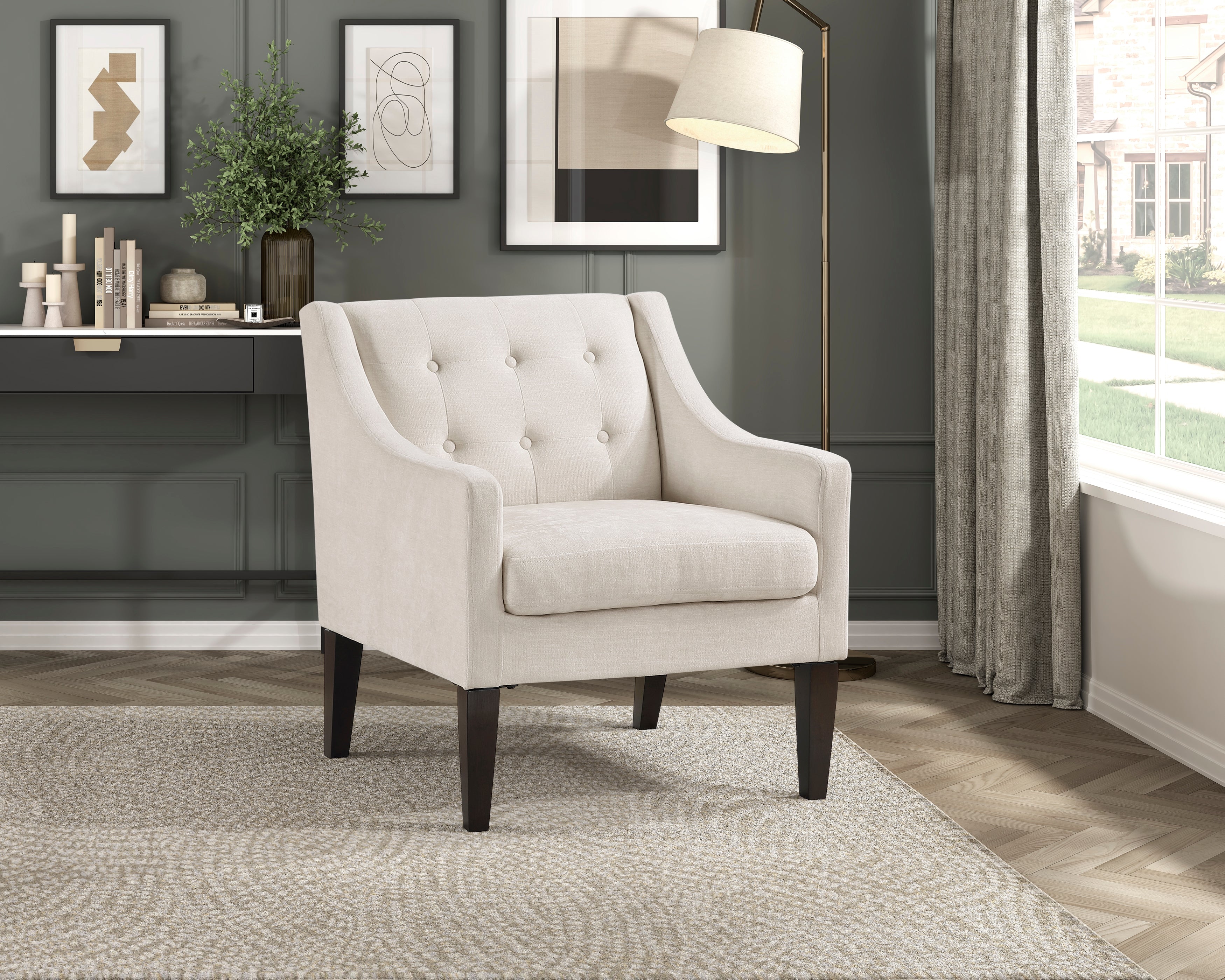 Contemporary Button Tufted Accent Chair