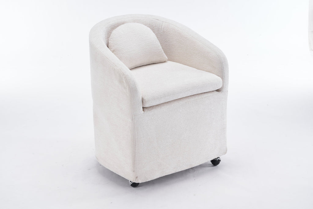 Cheswick Chenille Upholstered Dining Arm Chair With Back Cushion and Wheels