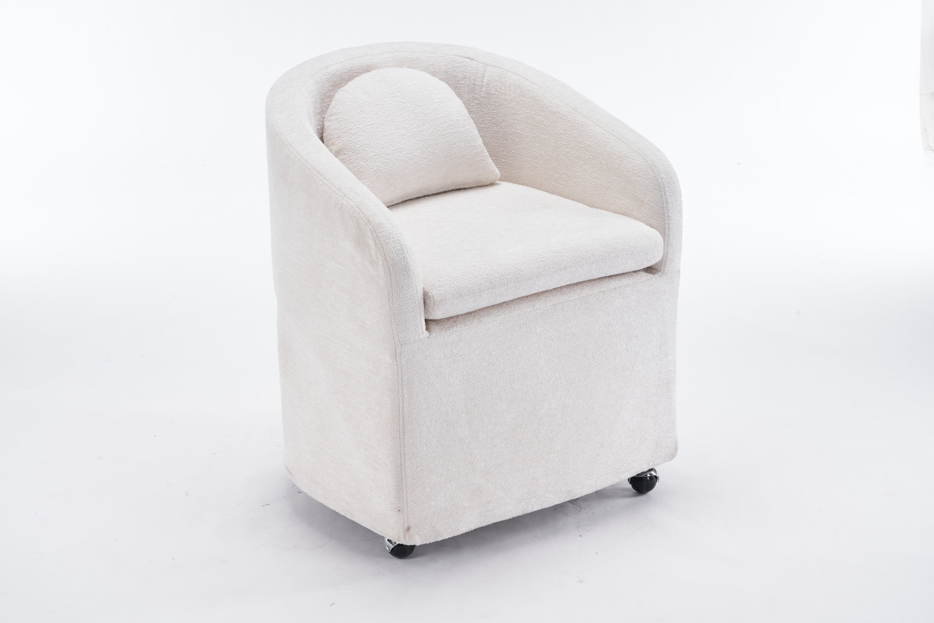 Cheswick Chenille Upholstered Dining Arm Chair With Back Cushion and Wheels