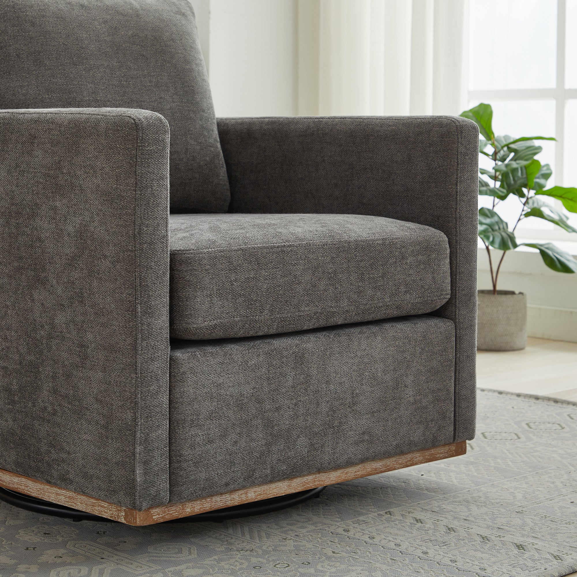 Modern Square Upholstered Swivel Accent Chair
