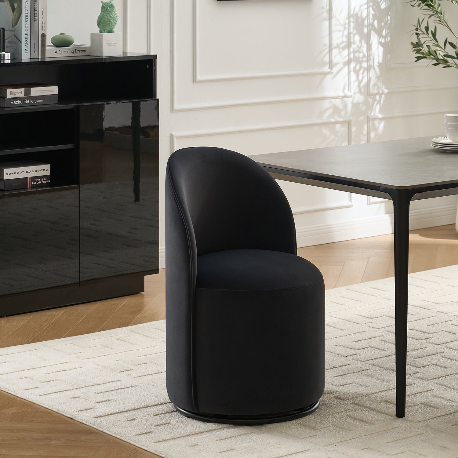 Ashcombe Mid Century Modern Round Velvet Dining Chair