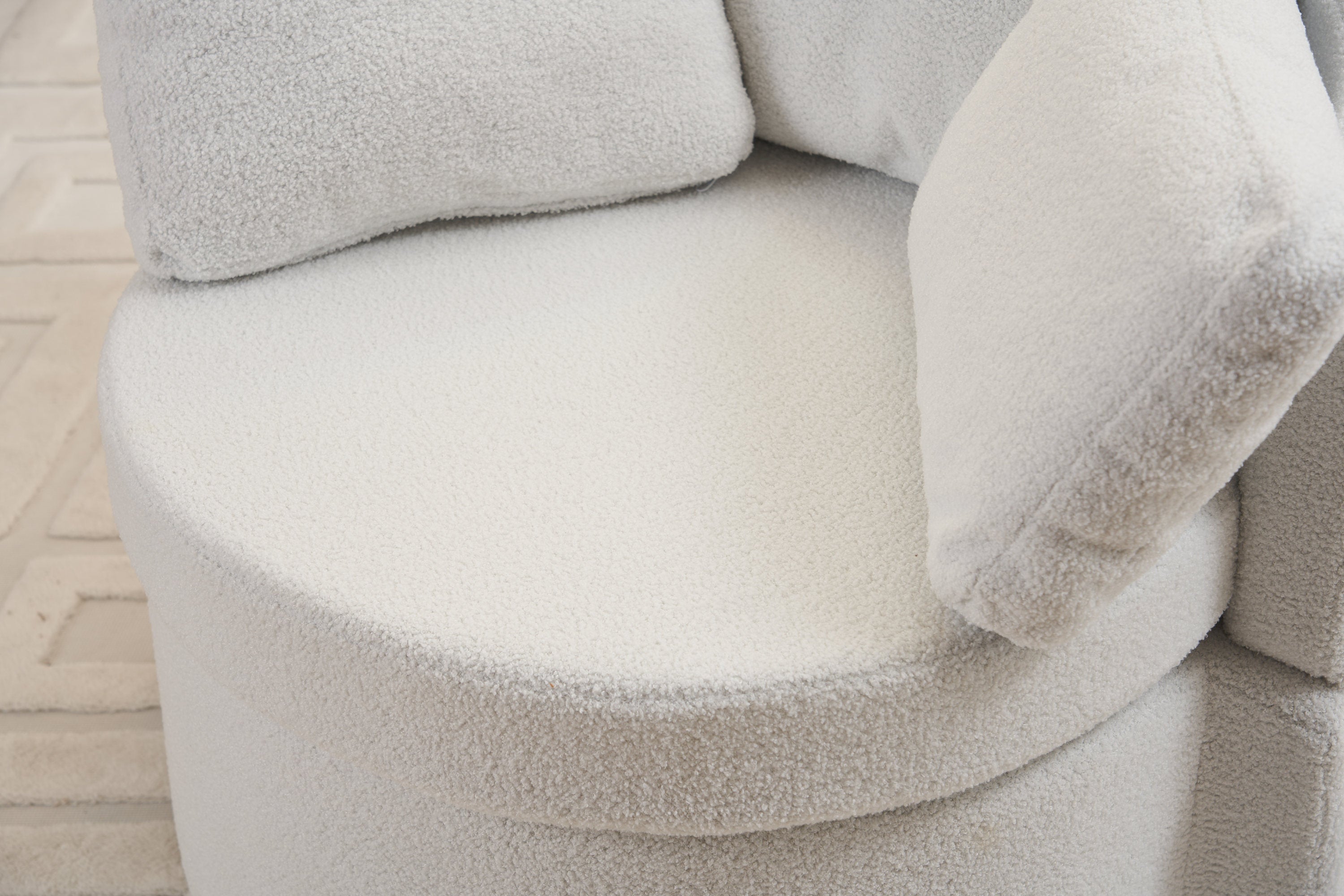Teddy Fabric Swivel And Storage Chair With Back Cushion