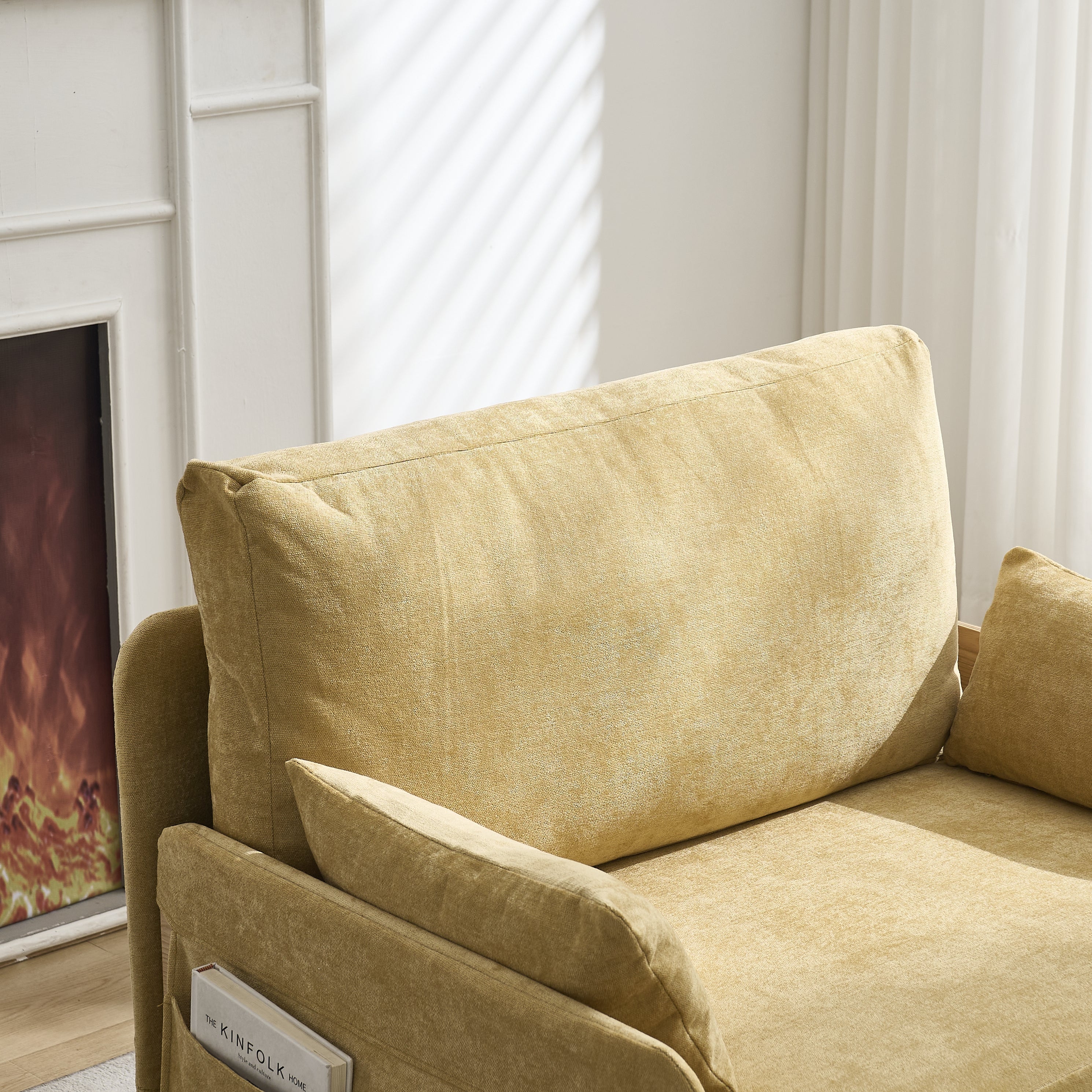 Mid-Century Modern Chenille Foldable Sofa Bed Recliner