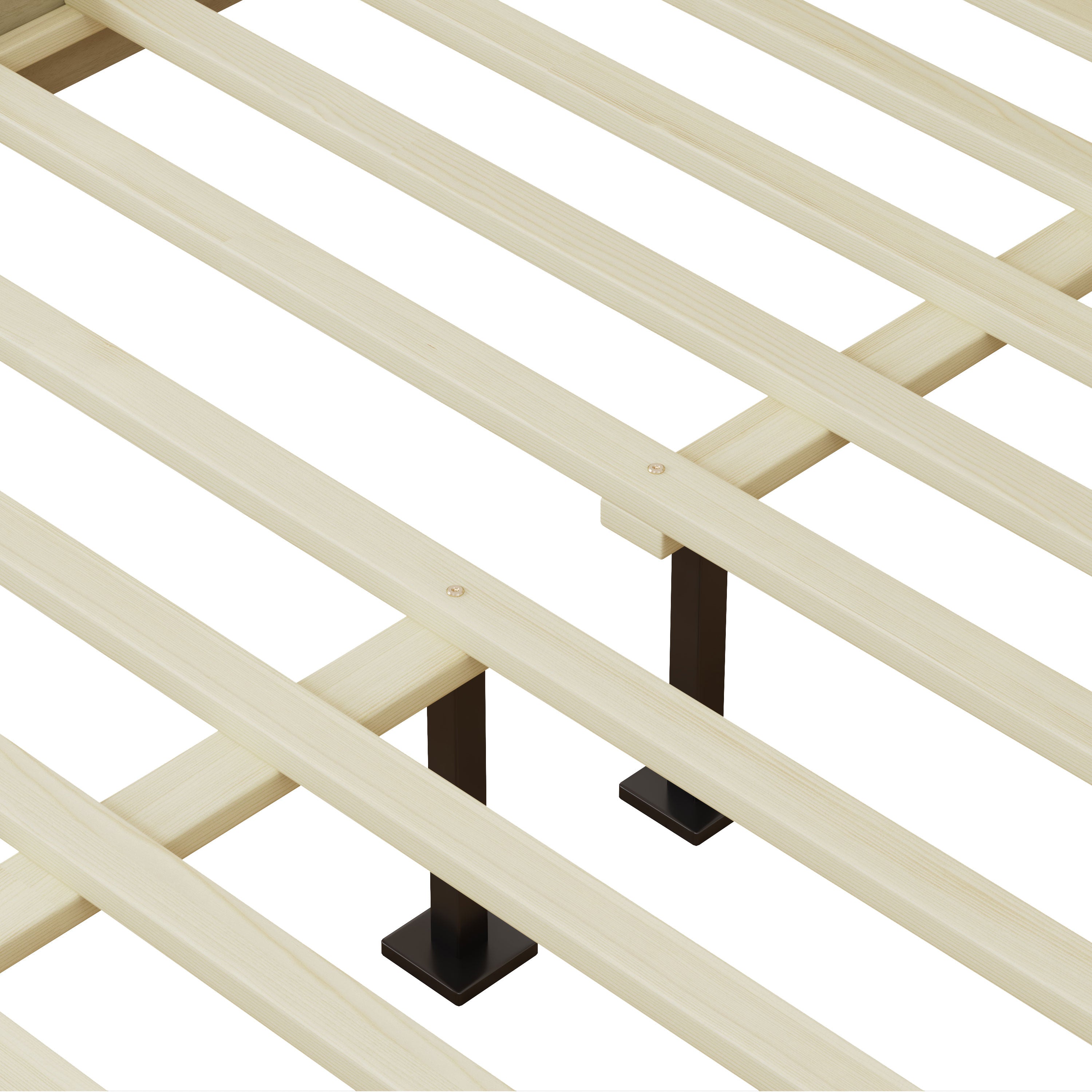 Solid Wood Platform Bed With Rattan
