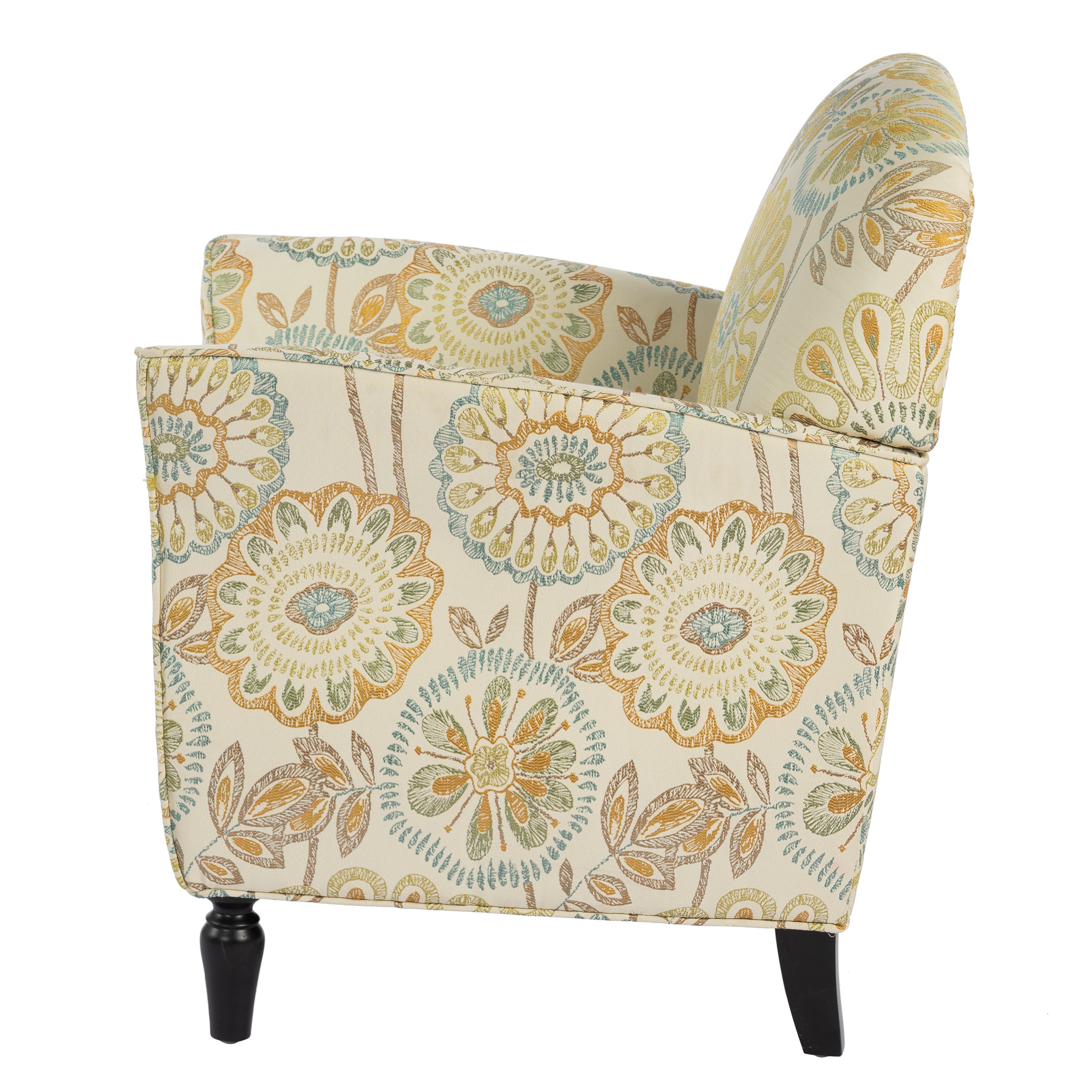 Golden Floral Accent Arm Chair