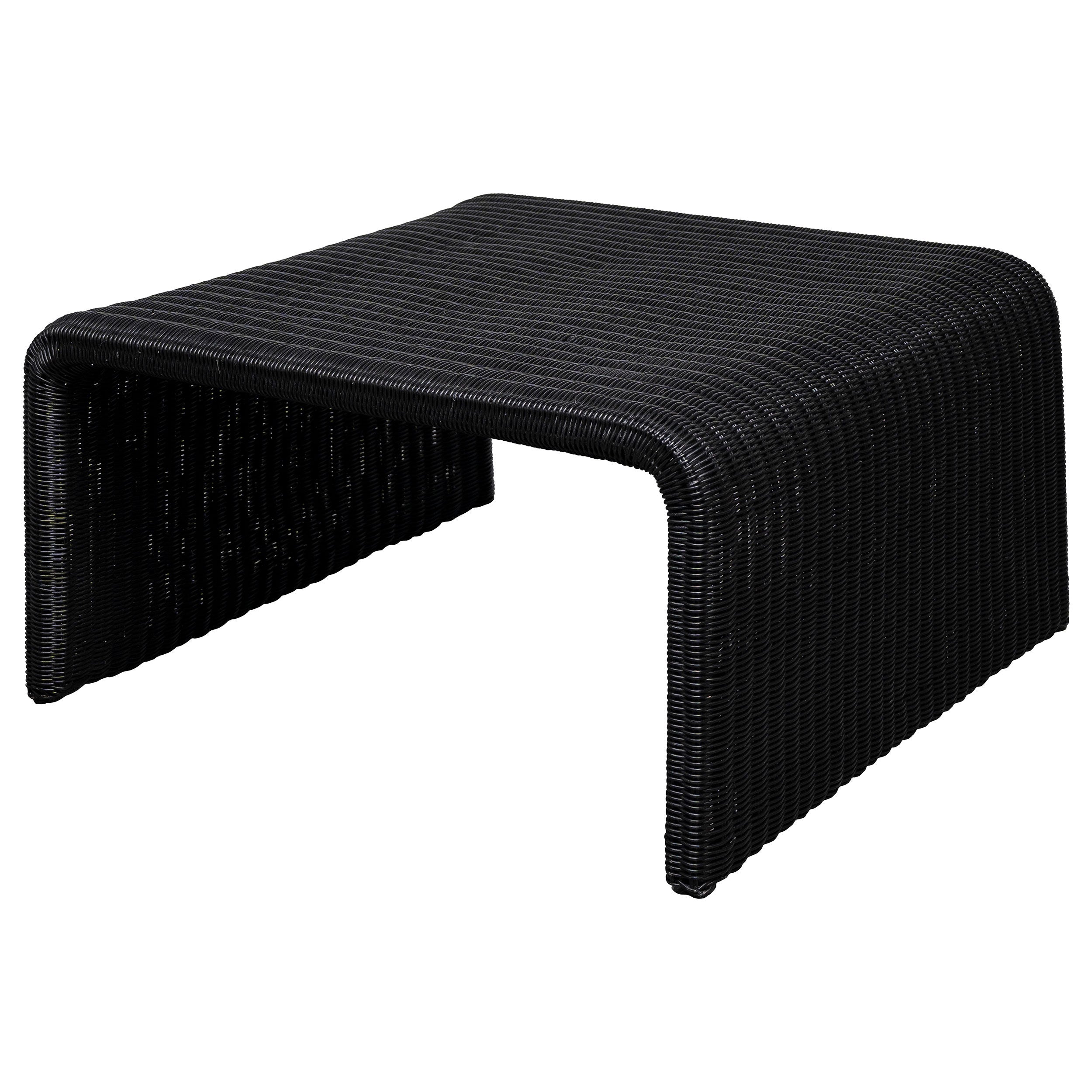 Woods Black Woven Rattan Square Coffee Table