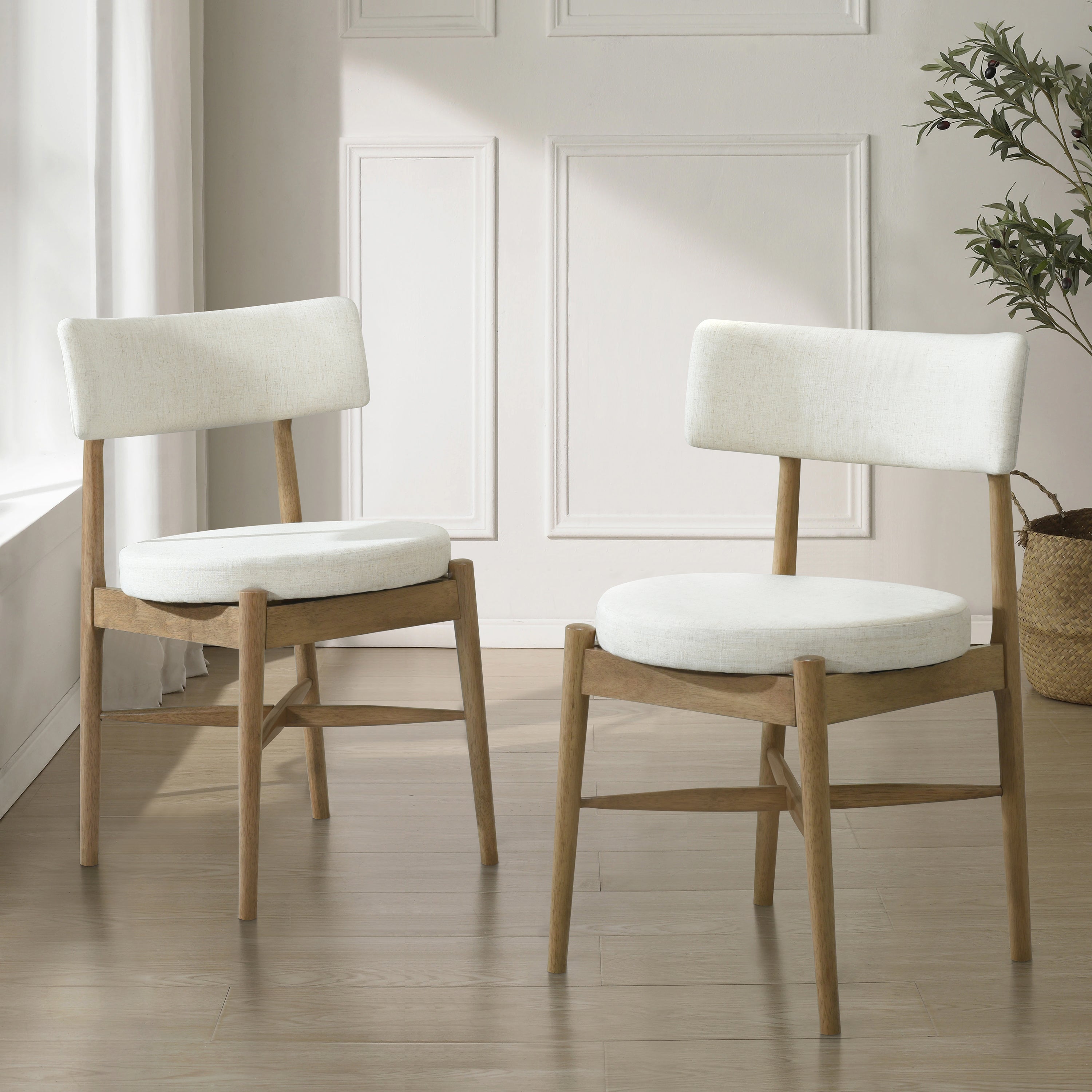 Harveston Mid Century Modern Boucle Upholstered Dining Chairs, Set of 2