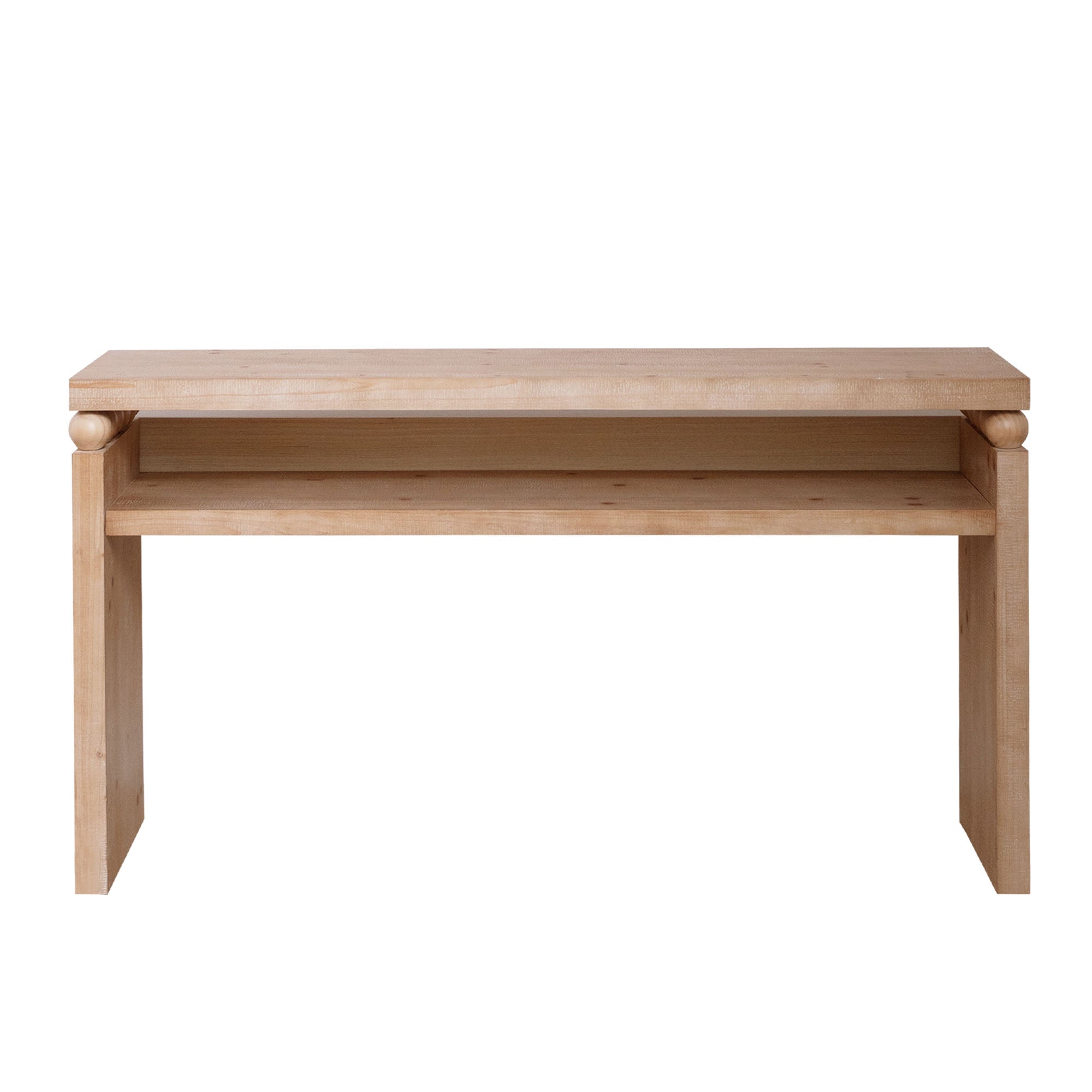 Modern Rustic Console Table with Shelf & Decorative Bead Detail