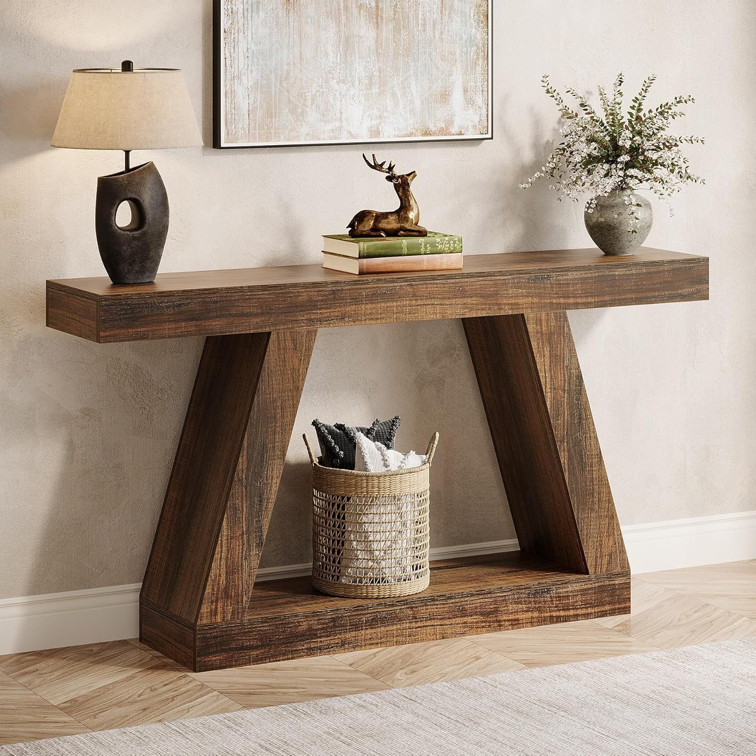 Riverden Farmhouse Console Table with Storage
