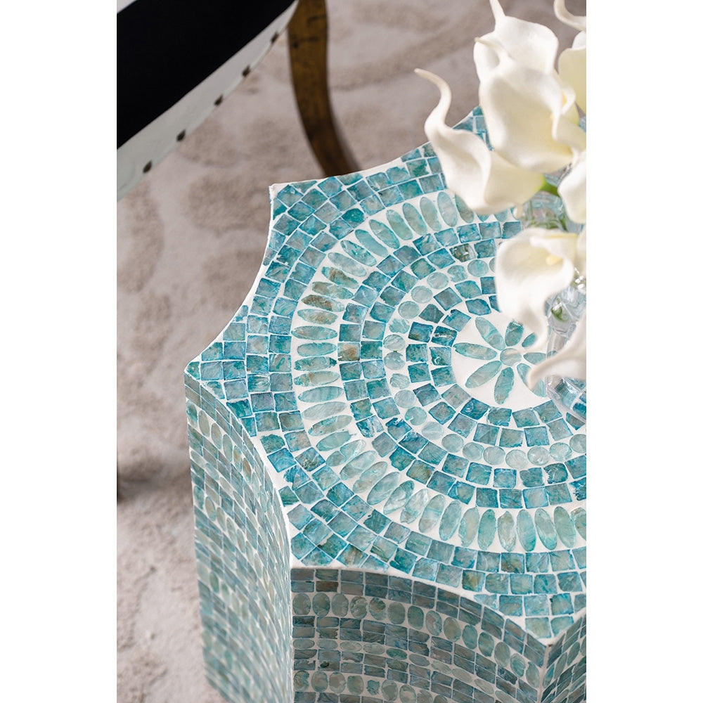 Blue Scalloped Capiz Side Table