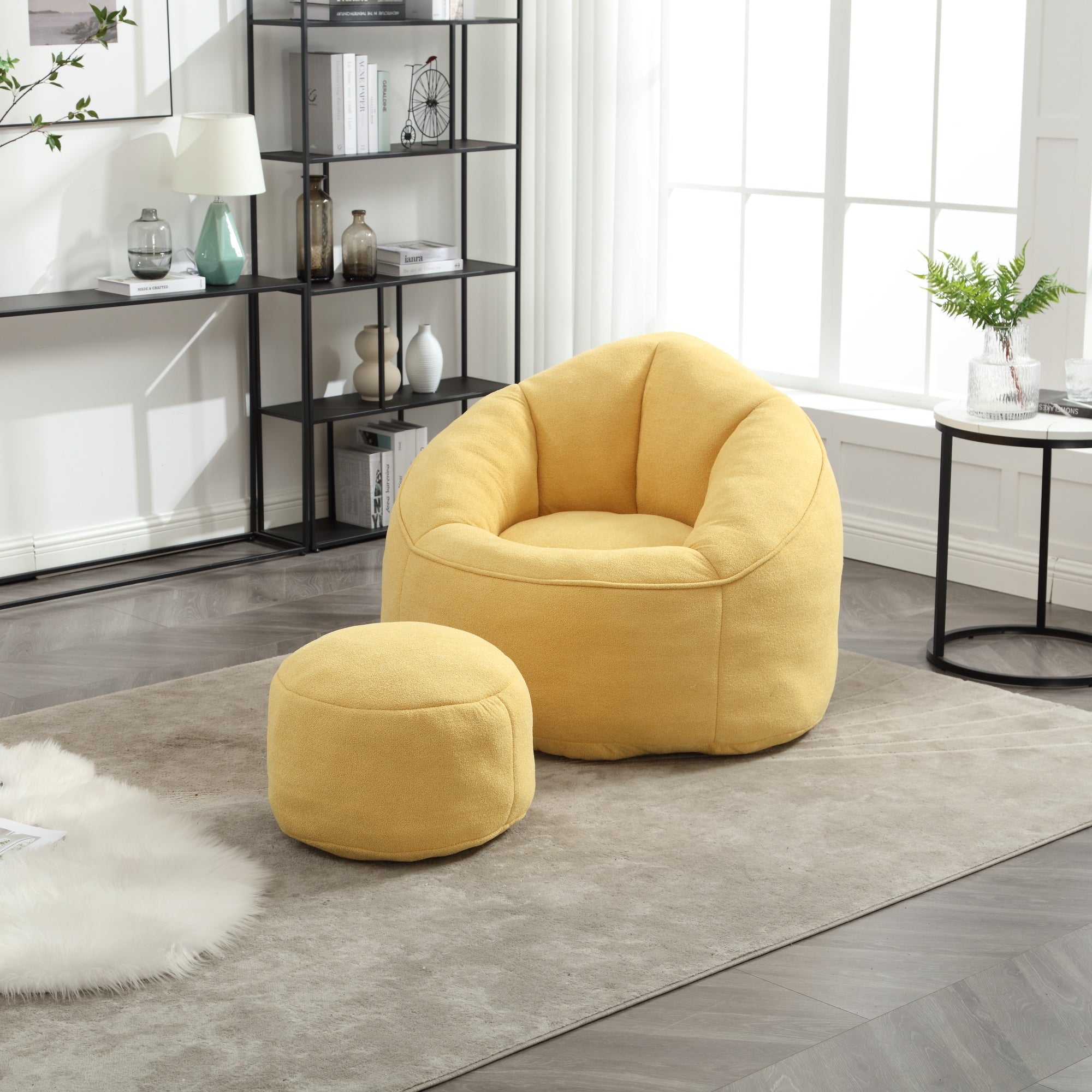 Bean Bag Sofa Chair with High-Pressure Foam and Footrest