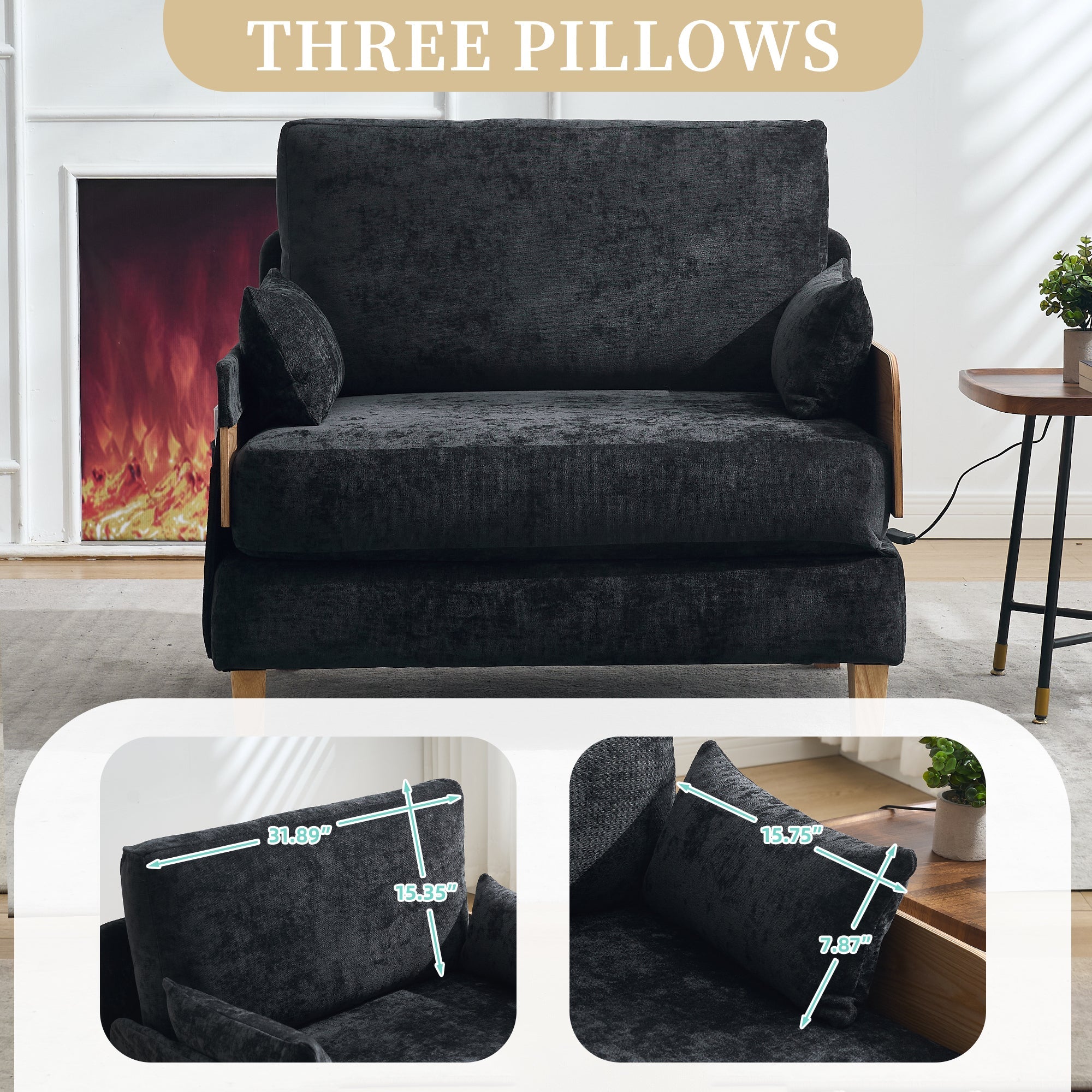 Mid-Century Modern Chenille Foldable Sofa Bed Recliner