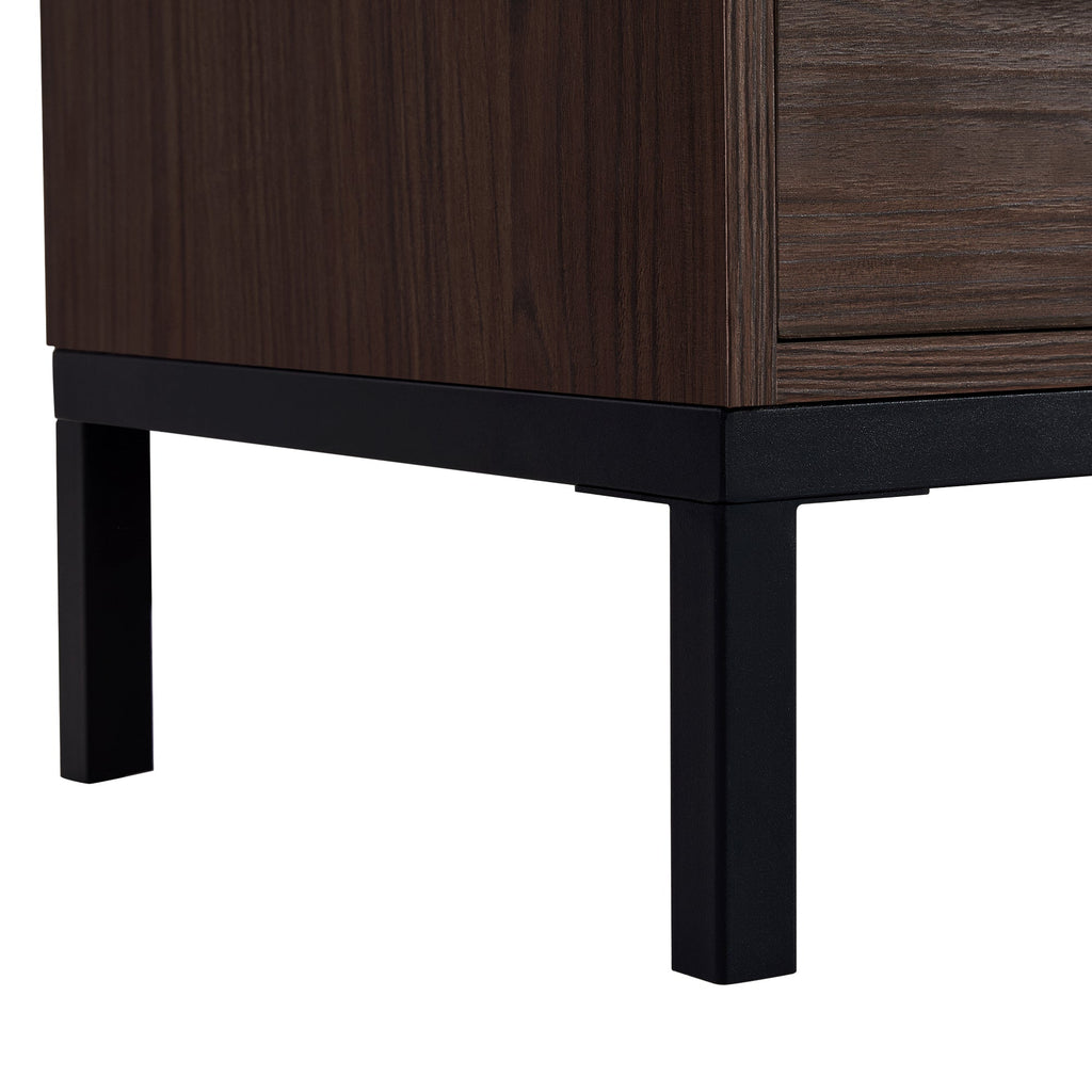 Wide Farmhouse Storage Cabinet with 4-Tier Adjustable Glass Shelves