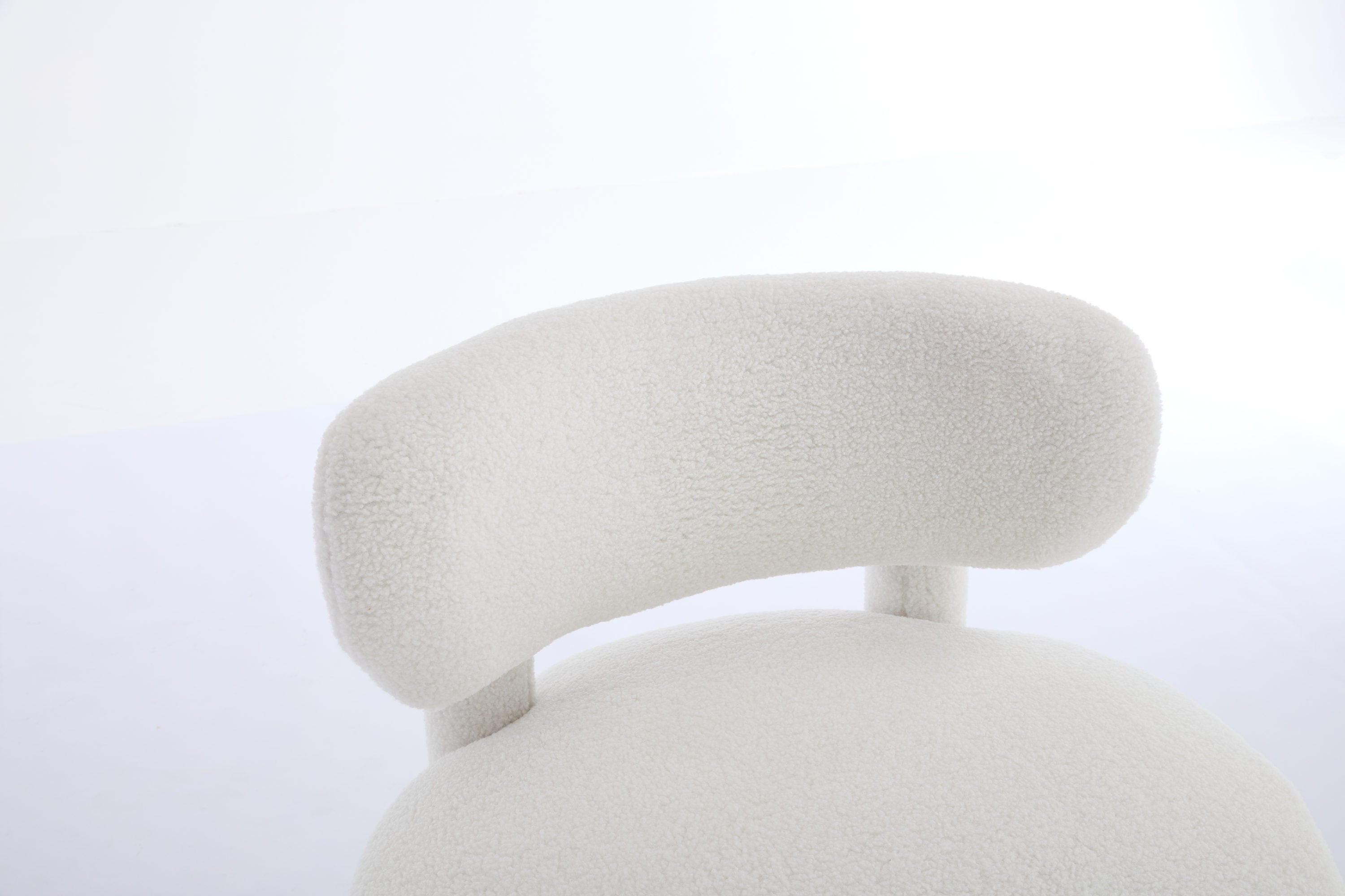 Armless Accent Chair with Curved Backrest and Solid Wooden Legs