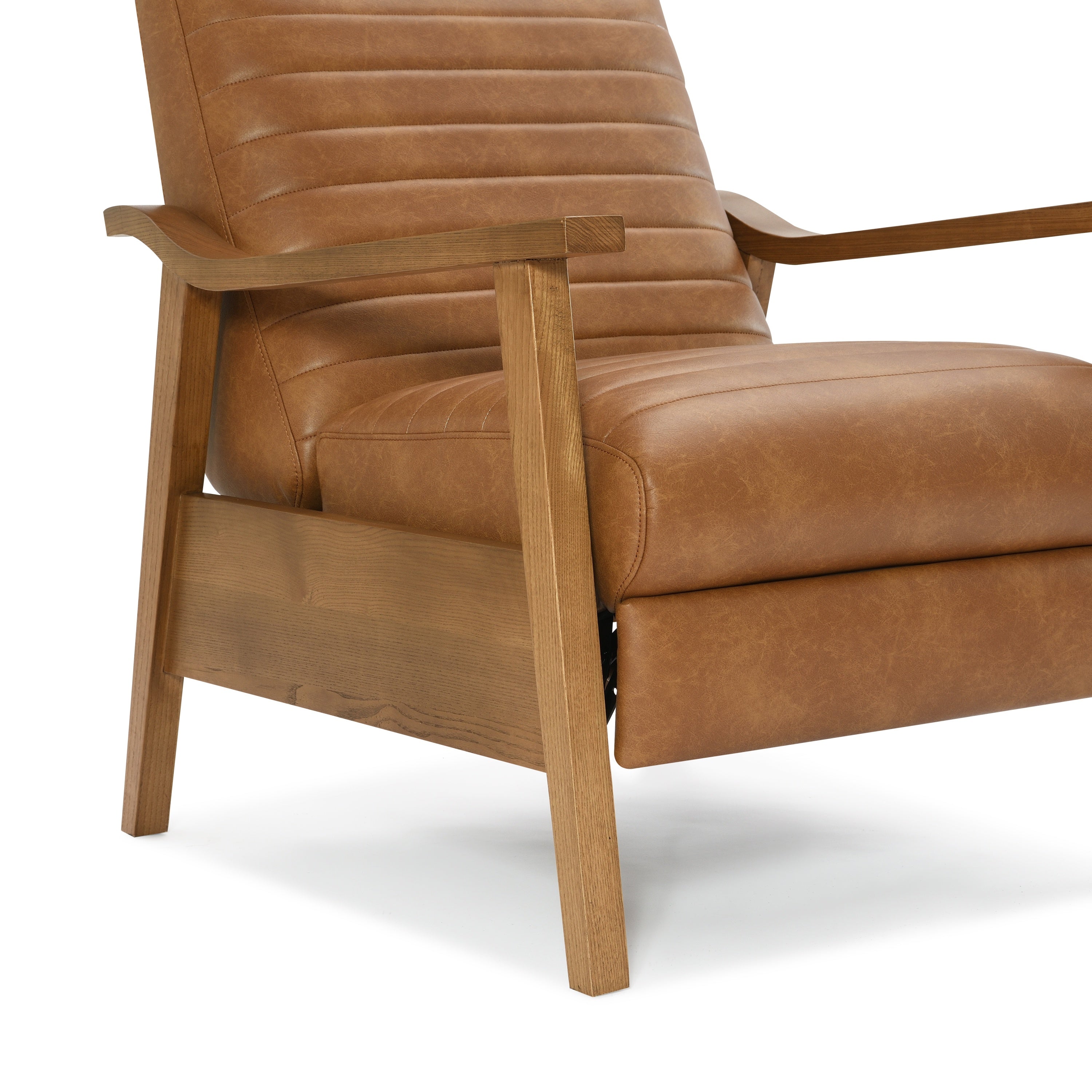 Asher Faux Leather & Wood Arm Push Back Recliner