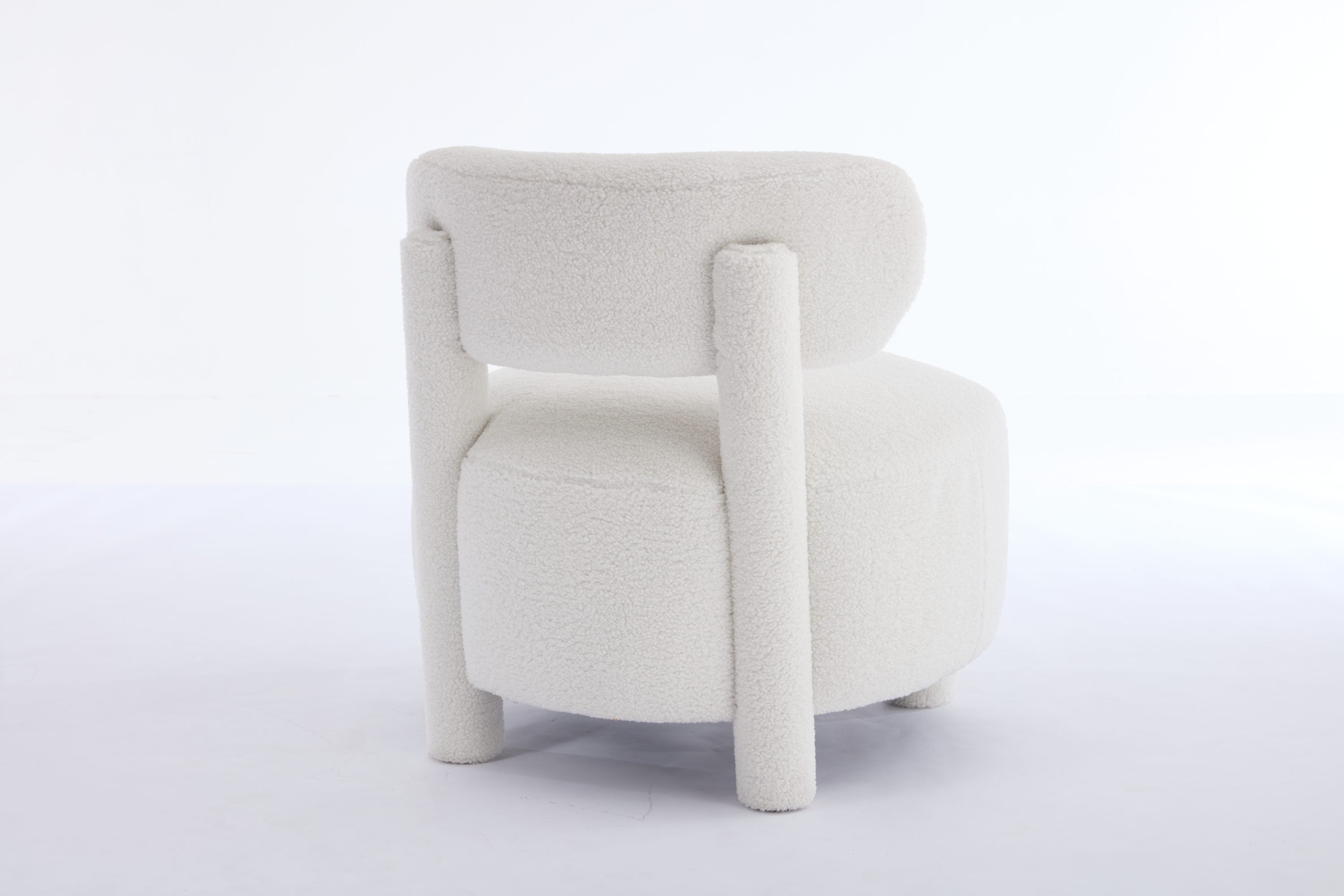 Armless Accent Chair with Curved Backrest and Solid Wooden Legs