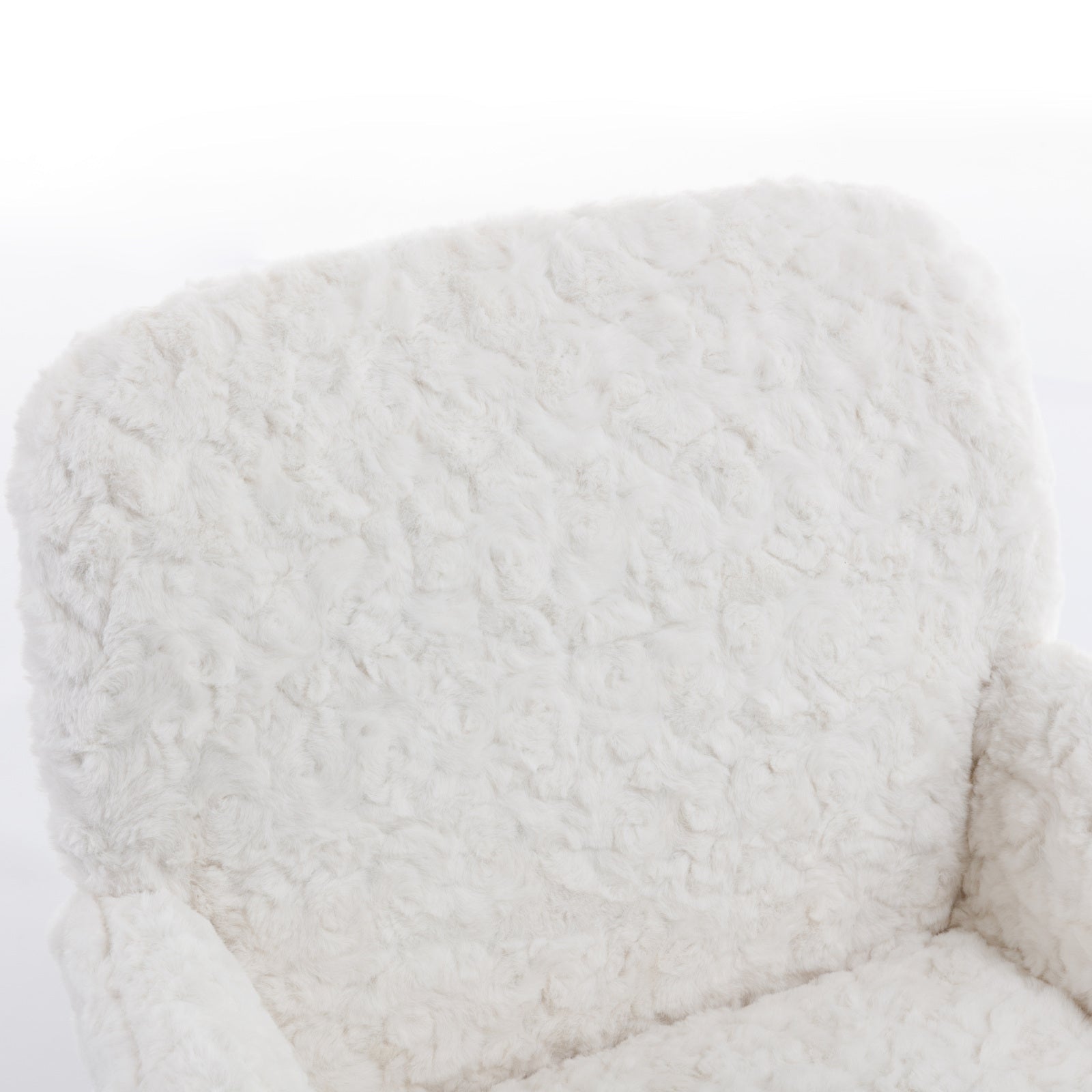 Faux Rabbit Hair Office Chair with Golden Metal Base, Adjustable Swivel