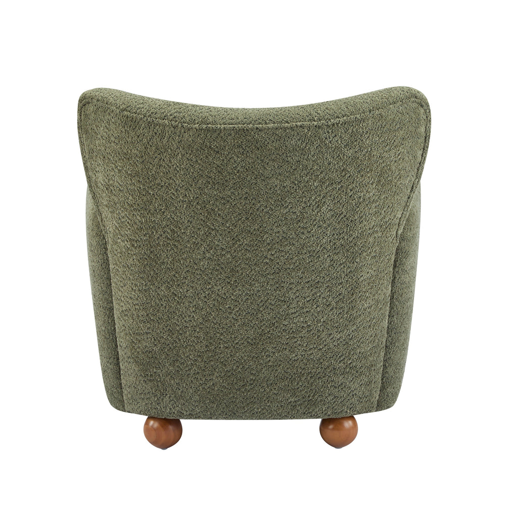 Cozy Wingback Accent Chair with Round Wood Feet