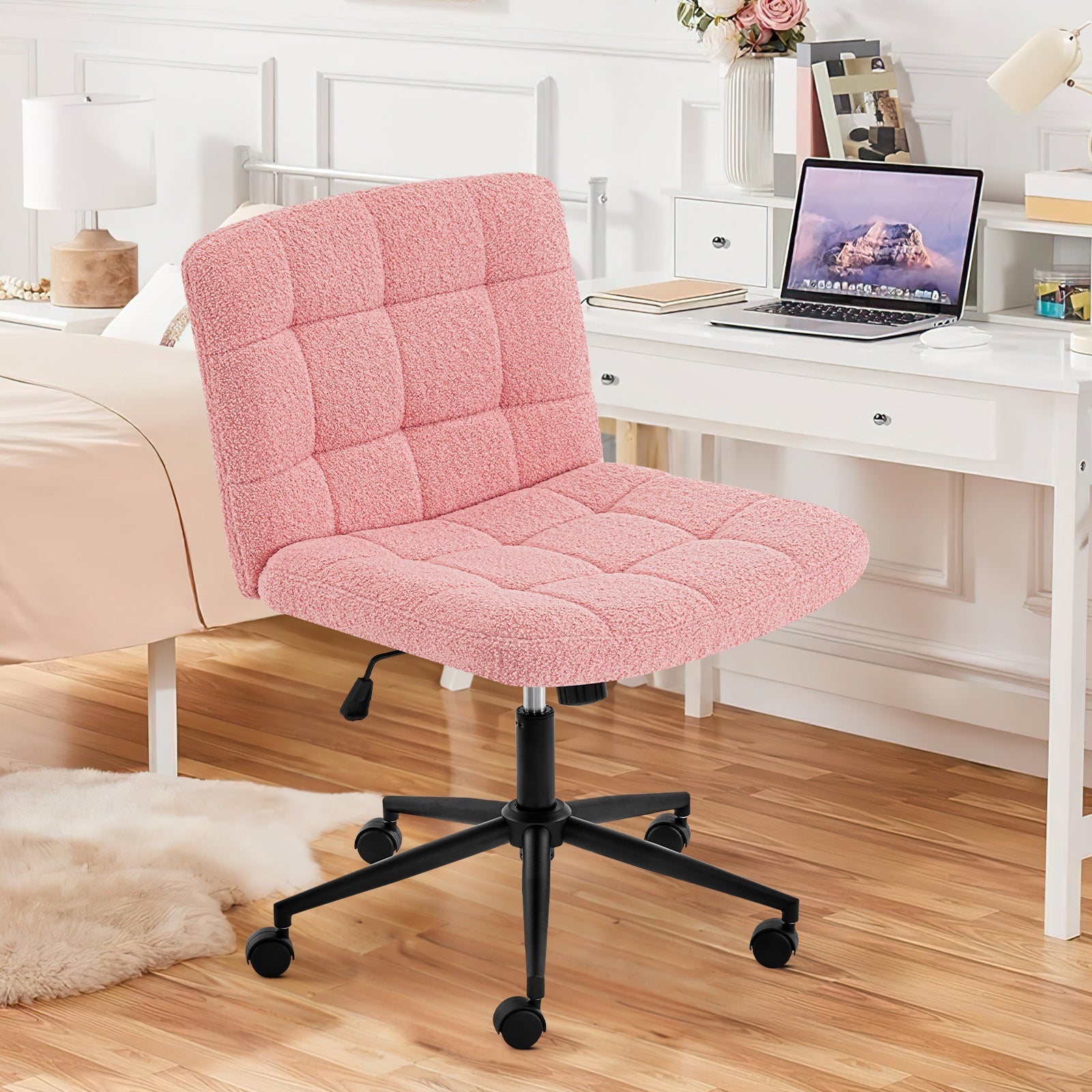 Desk Chair with Wheels, Armless Desk Chair, Adjustable Height 360° Rolling Swivel
