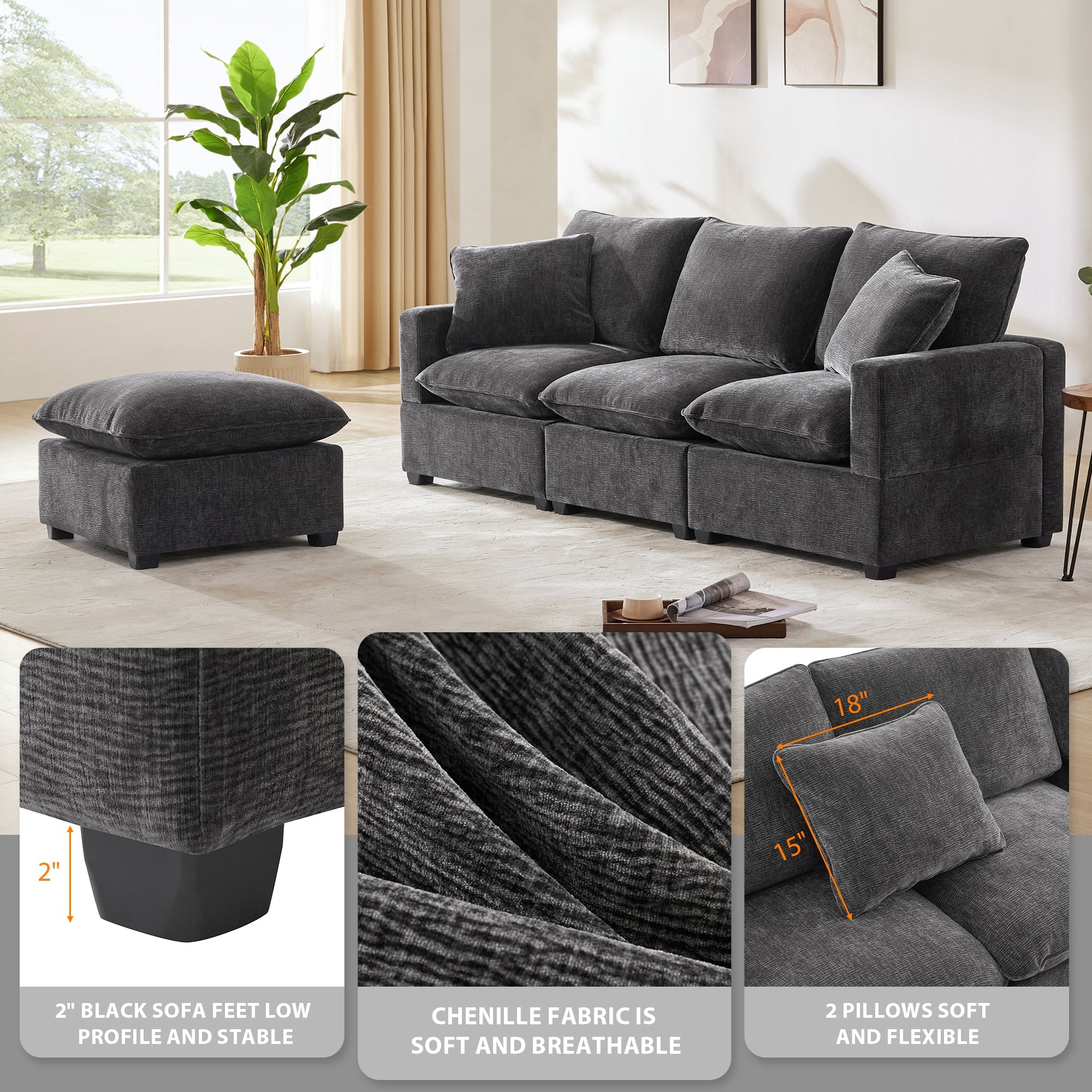 Chenille Modular L-Shape Sofa