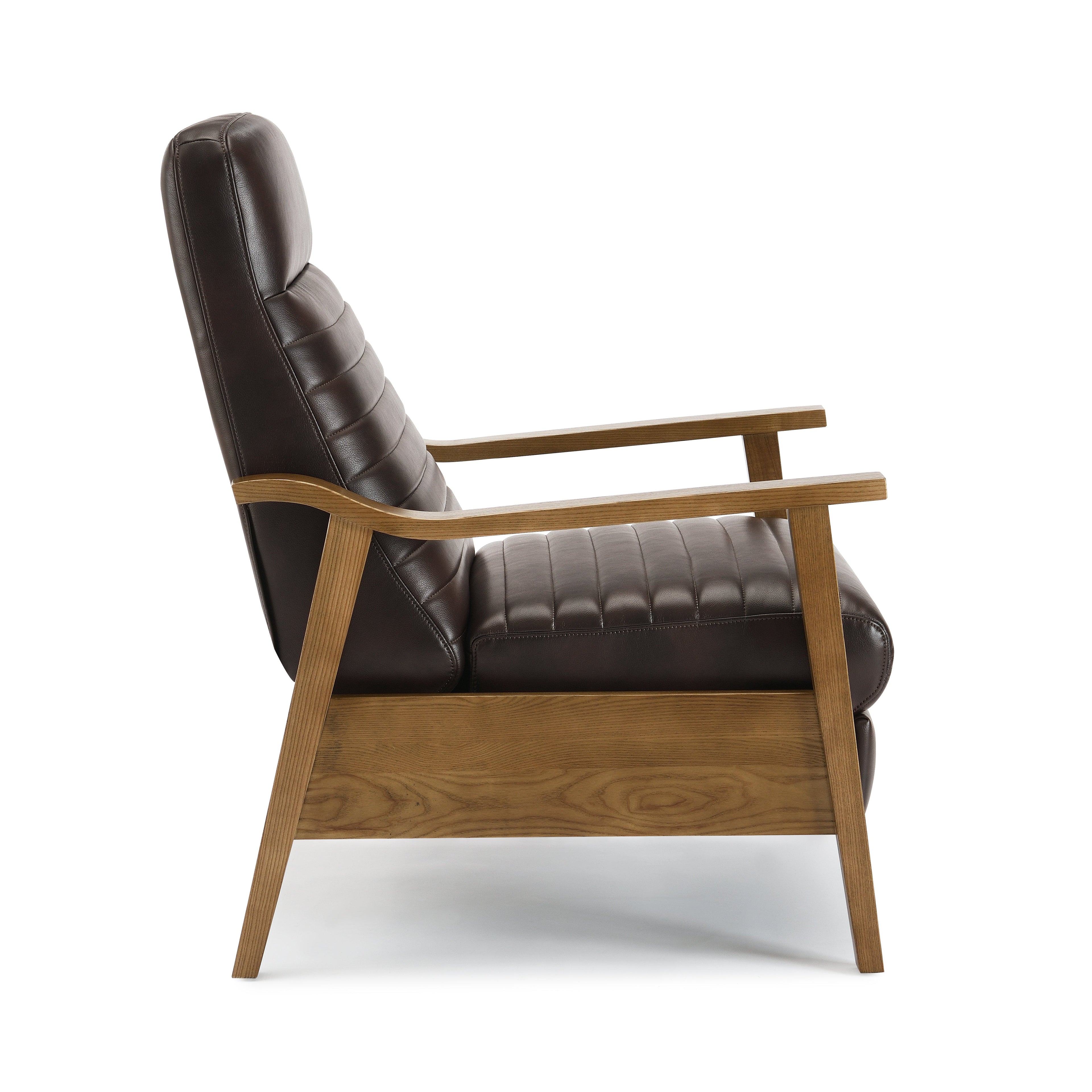 Asher Faux Leather & Wood Arm Push Back Recliner