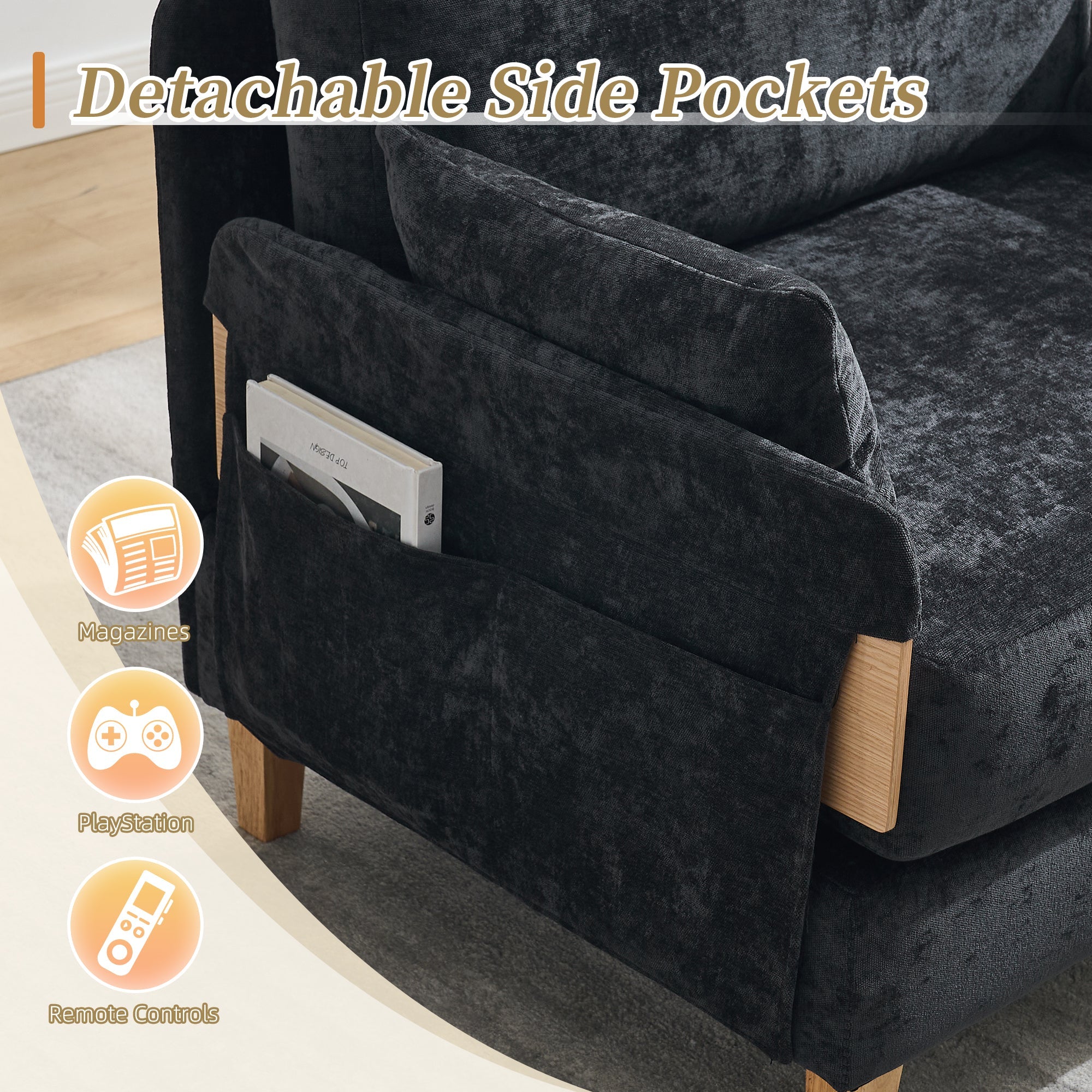 Mid-Century Modern Chenille Foldable Sofa Bed Recliner