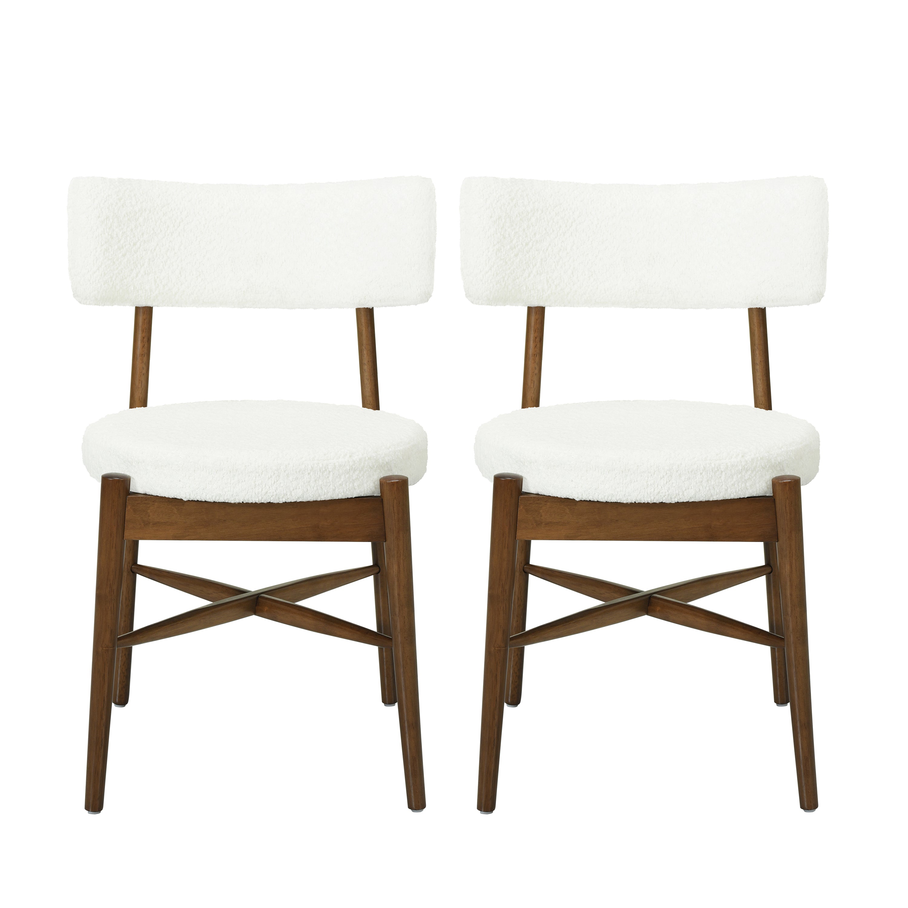 Harveston Mid Century Modern Boucle Upholstered Dining Chairs, Set of 2