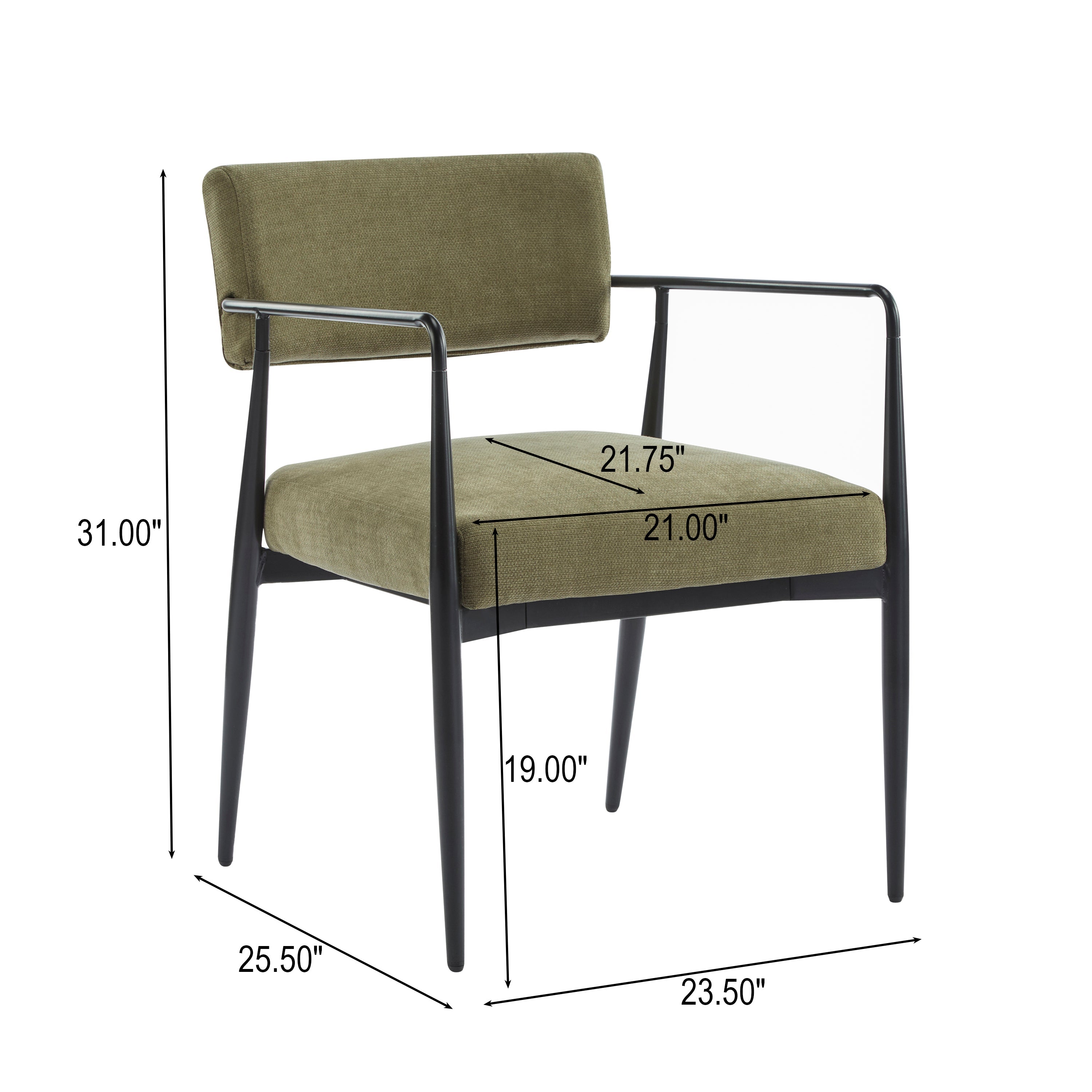 Nora Modern Metal Frame Dining Chair, Set of 2