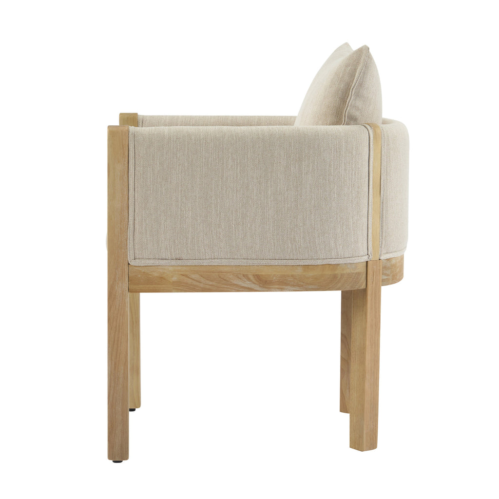 Ainsford Linen Upholstered Armchair with Natural Rubber Wood Legs, Set of 2