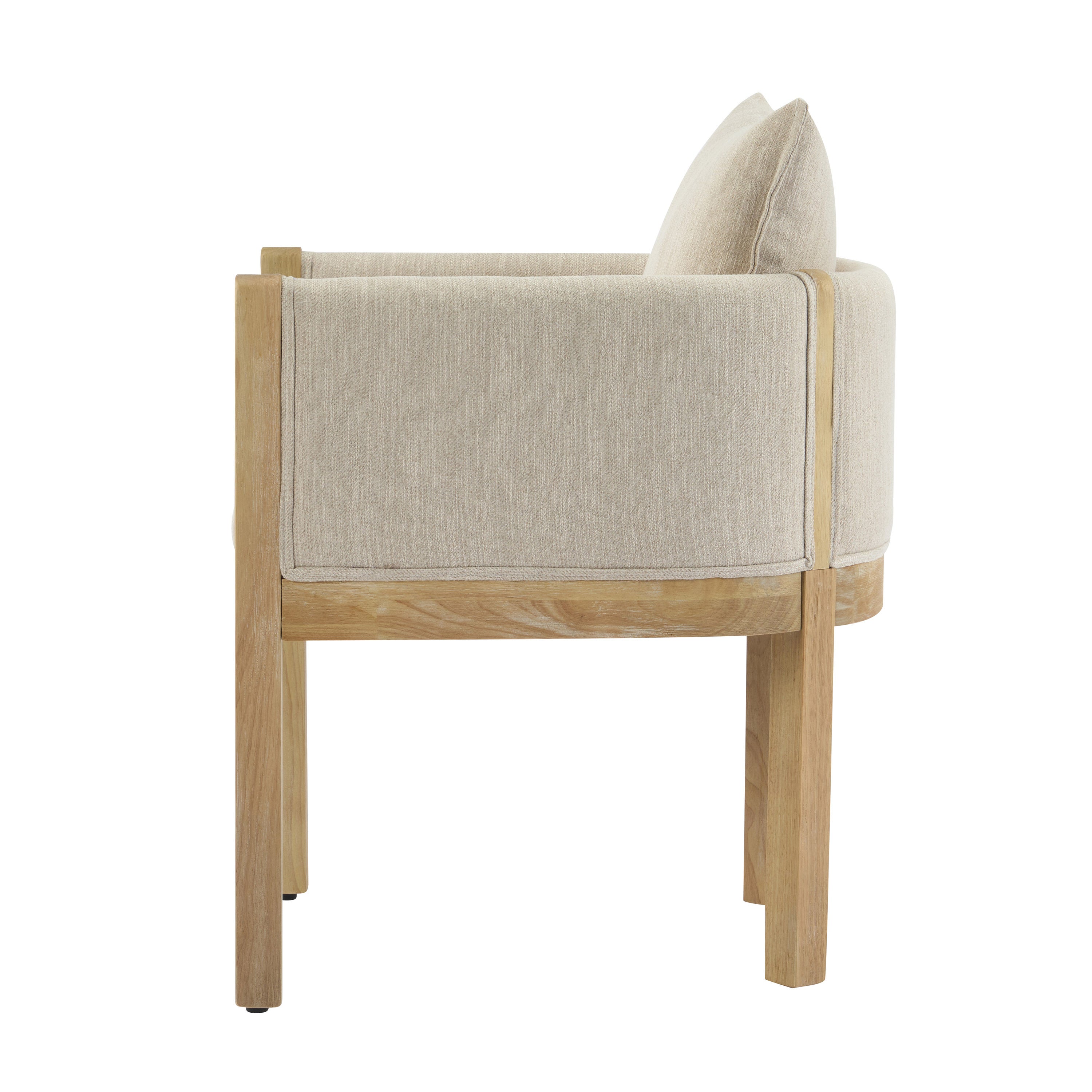 Ainsford Linen Upholstered Armchair with Natural Rubber Wood Legs, Set of 2