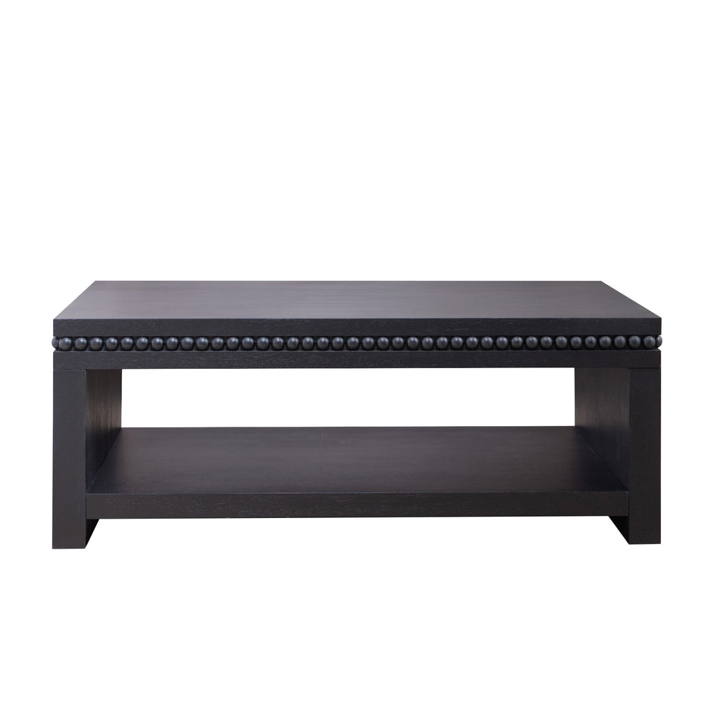 Modern Wood Coffee Table with Beaded Trim