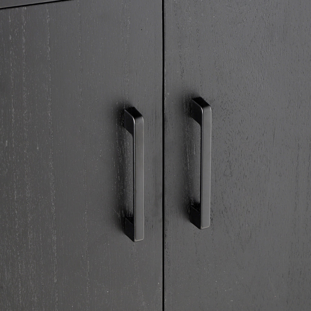 Farmhouse Style 4-Door Cabinet with Natural Distressed Finish