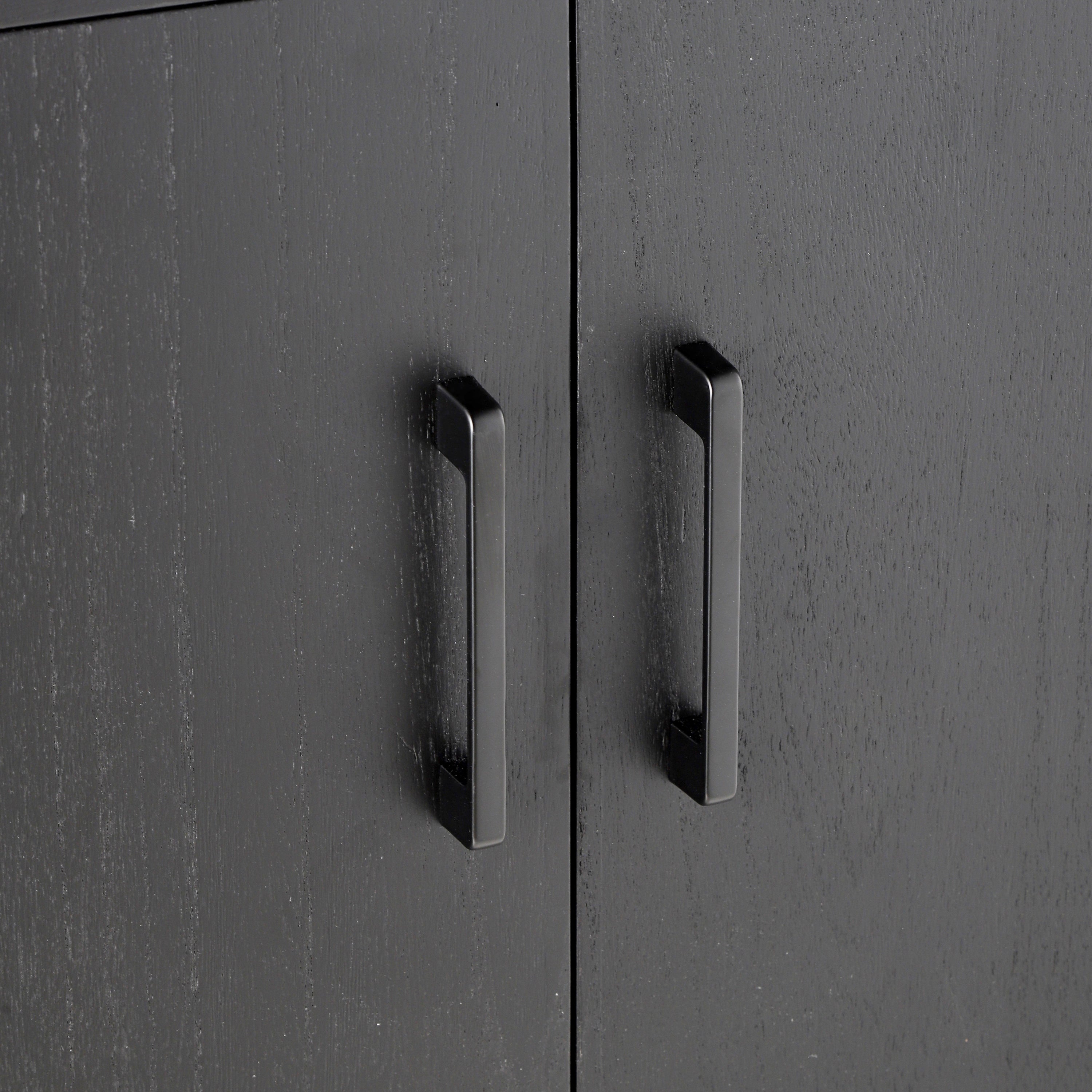 Farmhouse Style 4-Door Cabinet with Natural Distressed Finish